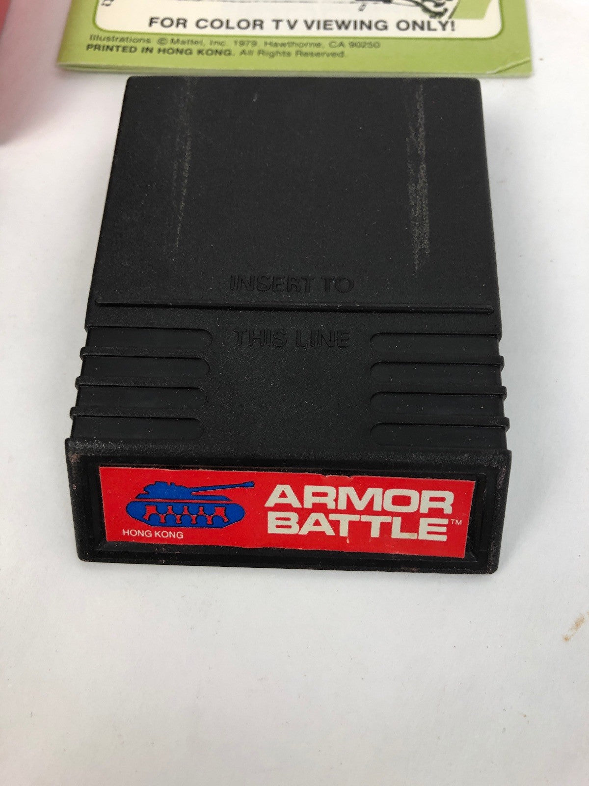 1979 MATTEL INTELLIVISION "ARMOR BATTLE" W/2 CONTROLLER OVERLAYS & INSTRUCTIONS!