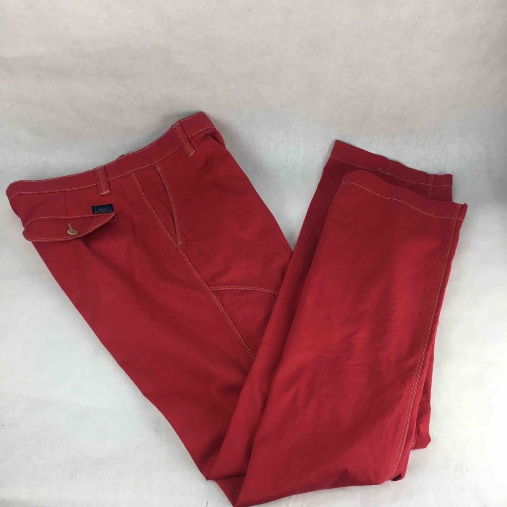 Travis Brooksfield Mens Chino Pants Red Action Tailored Zip Fly 100% Cotton 54