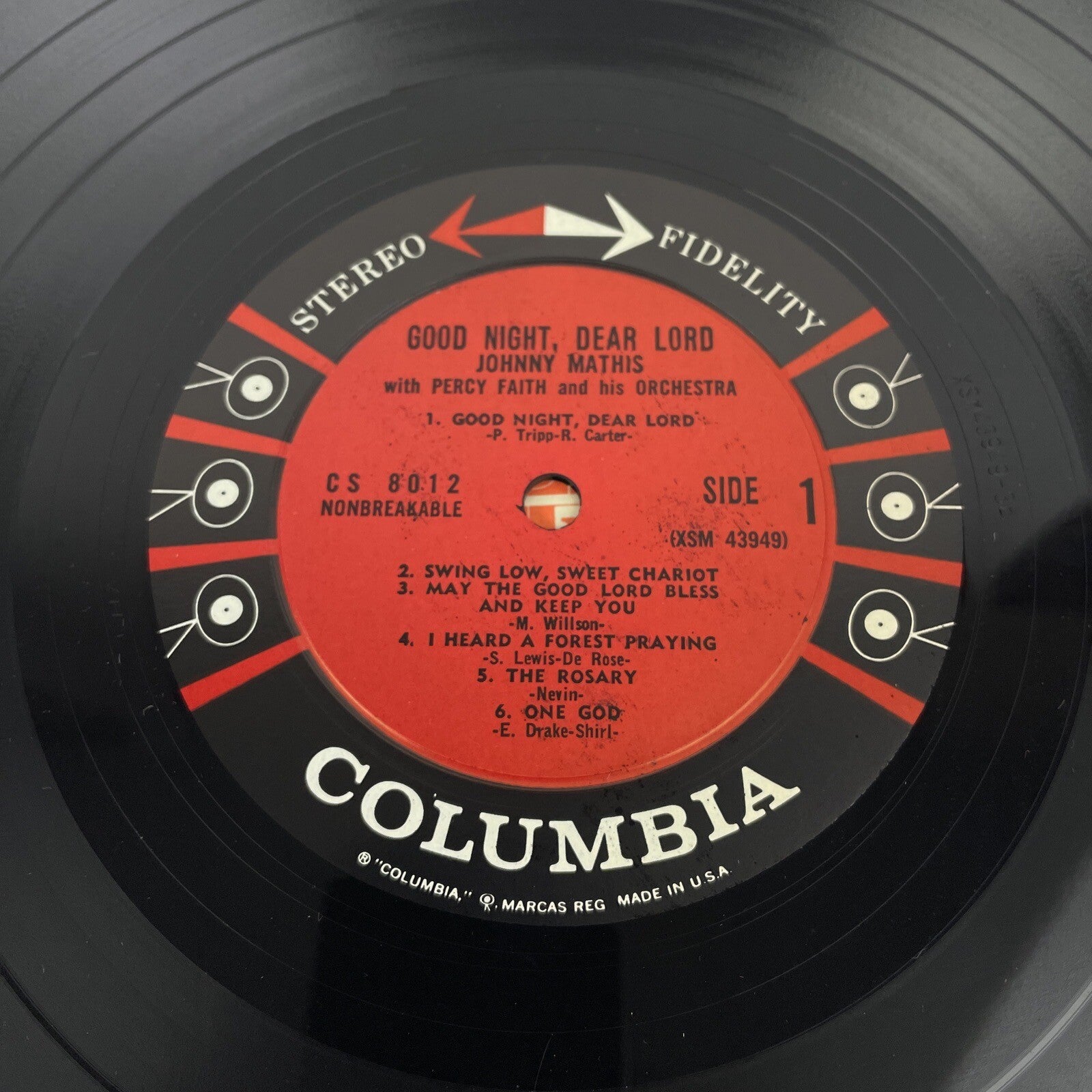 Johnny Mathis Goodnight Dear Lord Vintage Vinyl 1957 1st Press Columbia 6 Eye