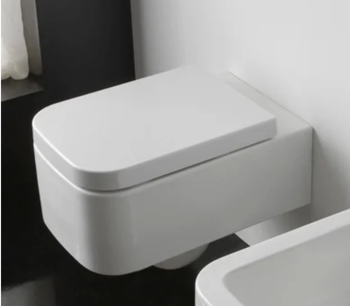 Scarabeo 8301 Bathroom Modern Wall Mount Toilet Ceramic Squared