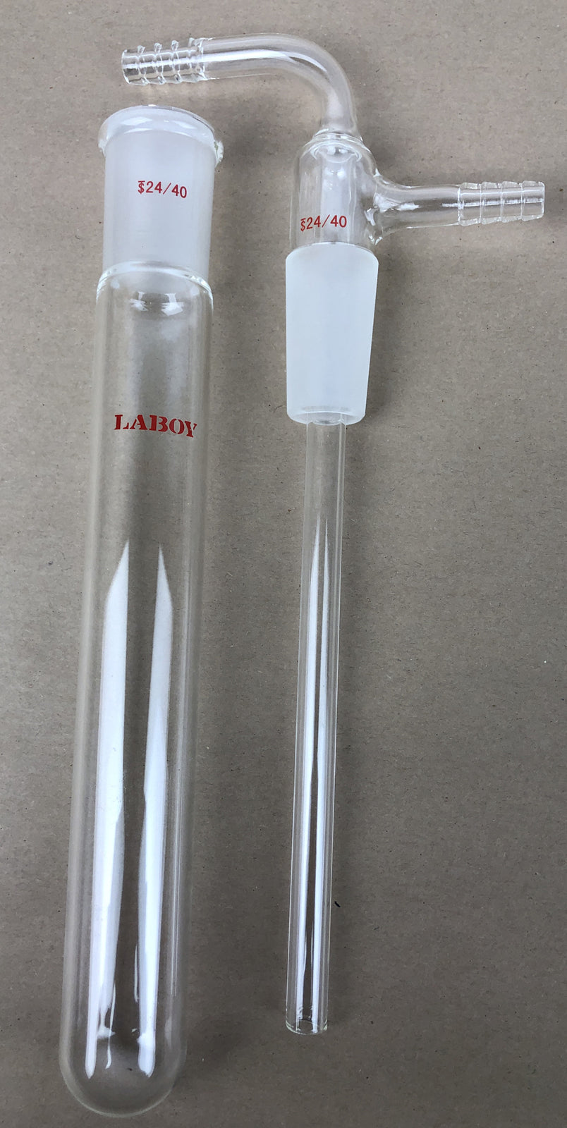 NEW Laboy Glass Inlet Adapter with 24/40 Inner Glass Joint with Beaker * LOOK *
