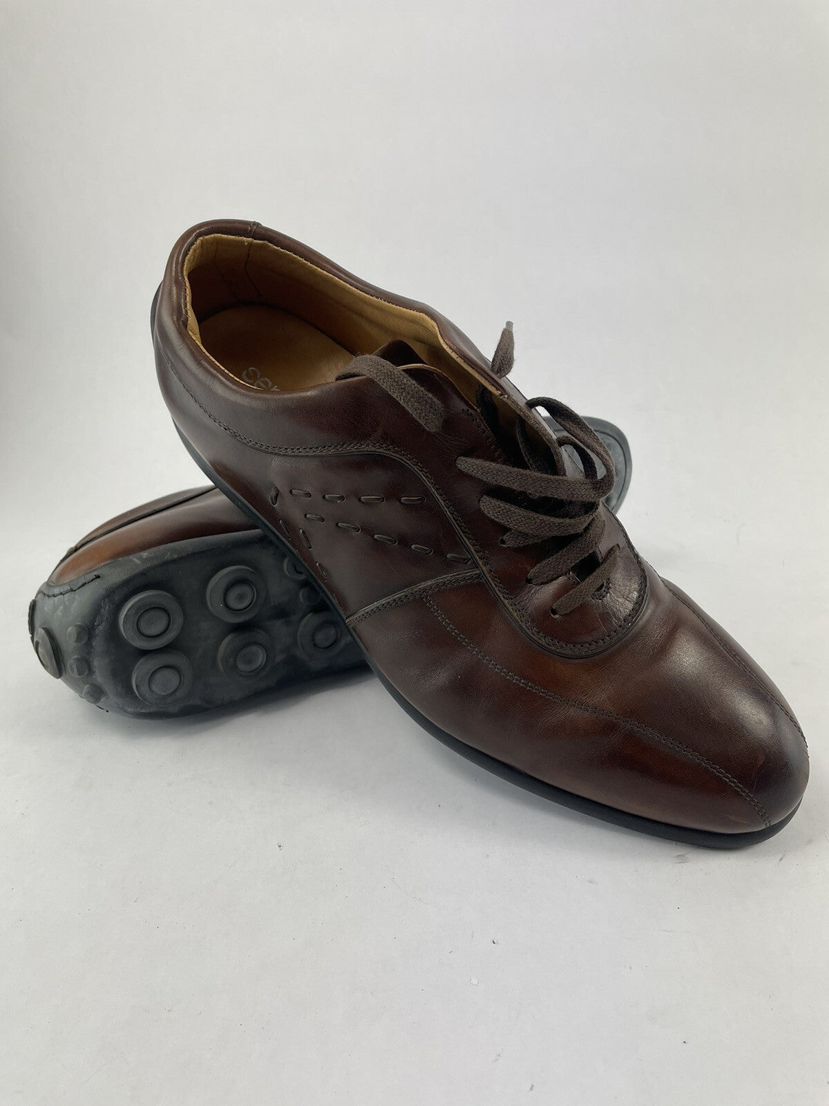 Sergio Rossi Brown Leather Derby Brogue Shoes Men's UK 10 US 12