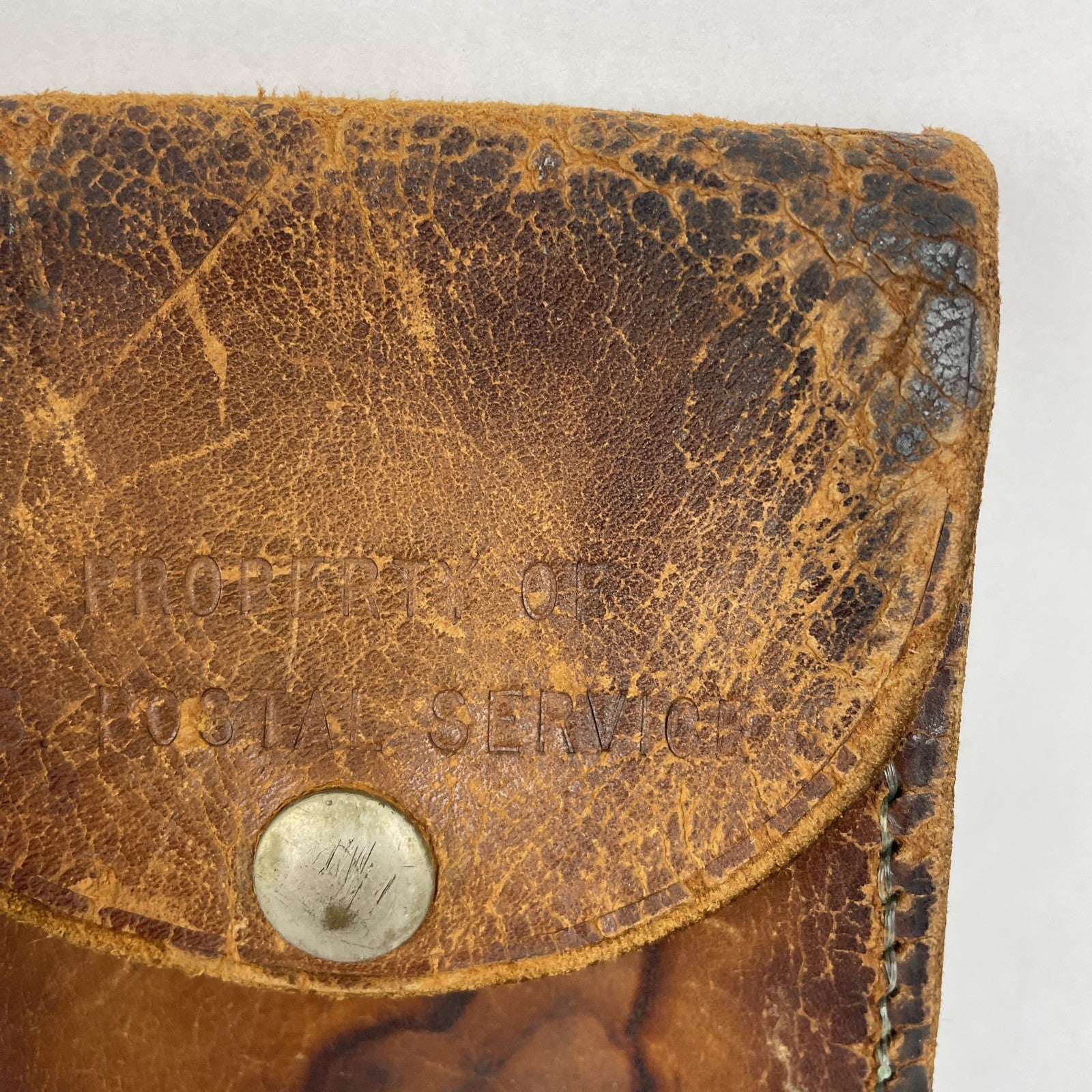 Vintage U.S. Postal Service Brown Leather Belt Mail Carrier Pouch 6"x4" USA