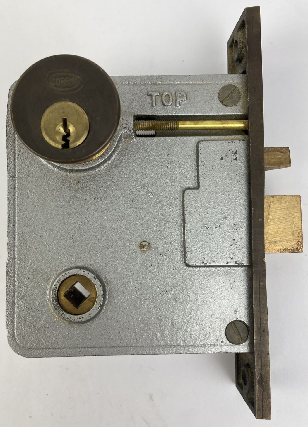 CORBIN 1348 1/2 PUSH BUTTON ENTRY MORTISE LOCK w CYLINDER KEYS  LOOK
