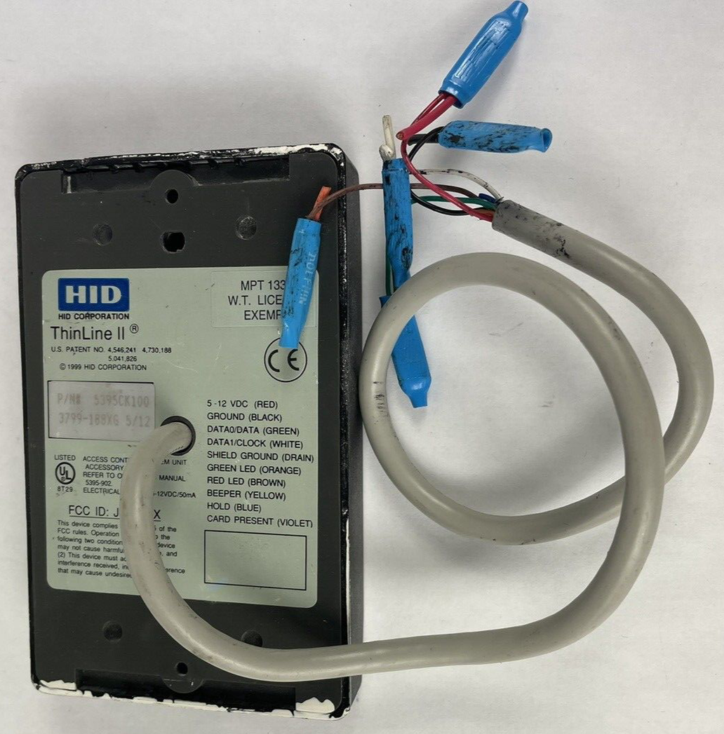 OEM HID ThinLine II 5395CK100 Proximity Card Reader  Wiegand Black with Pigtail