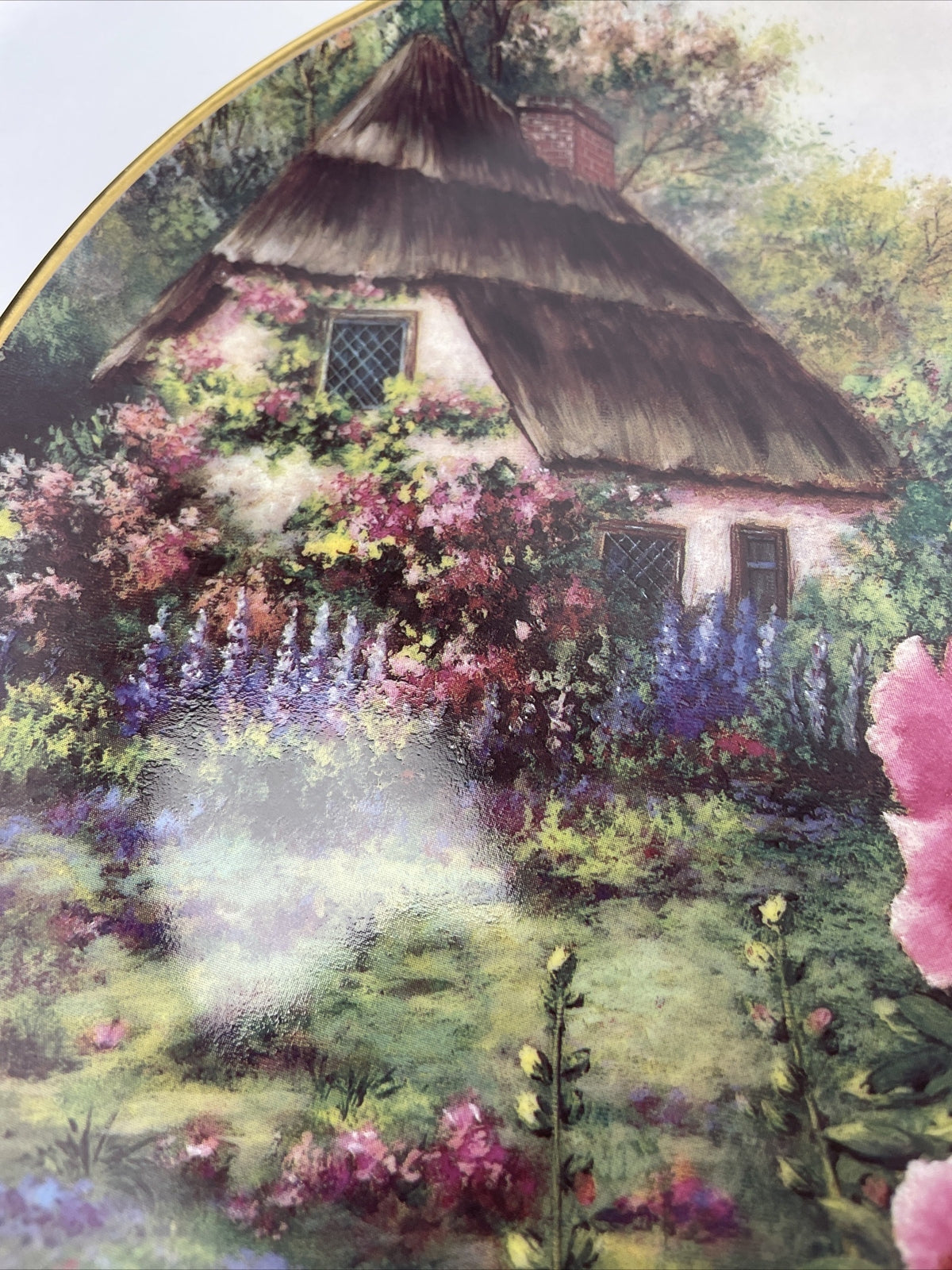 Violet Schwenig Franklin Mint Plate " Hollyhock Cottage " # JB3418 LMTD Plate