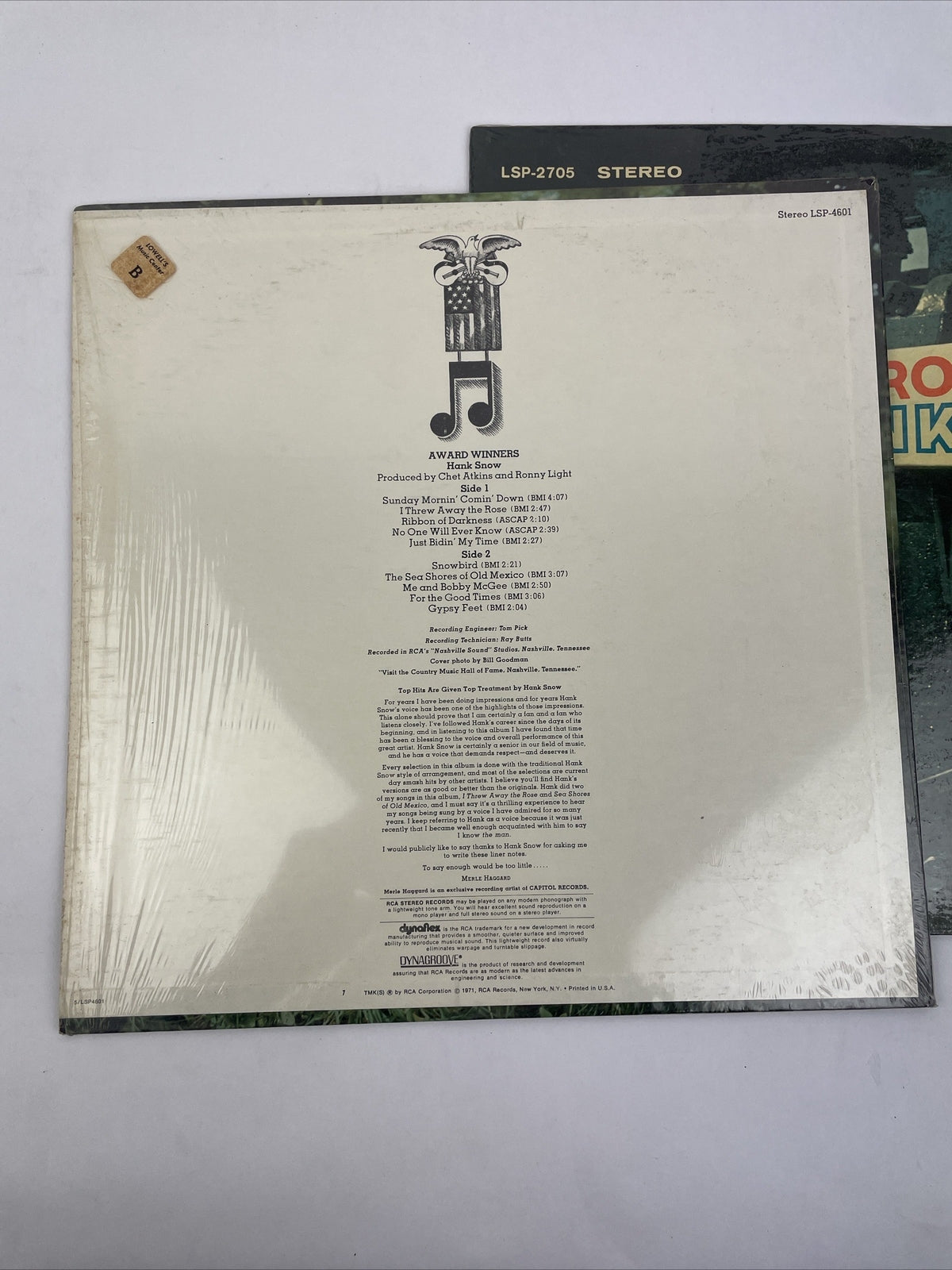 2 x HANK SNOW: Railroad Man US RCA LSP 2705 + Award Winners Stereo LP LSP 4601