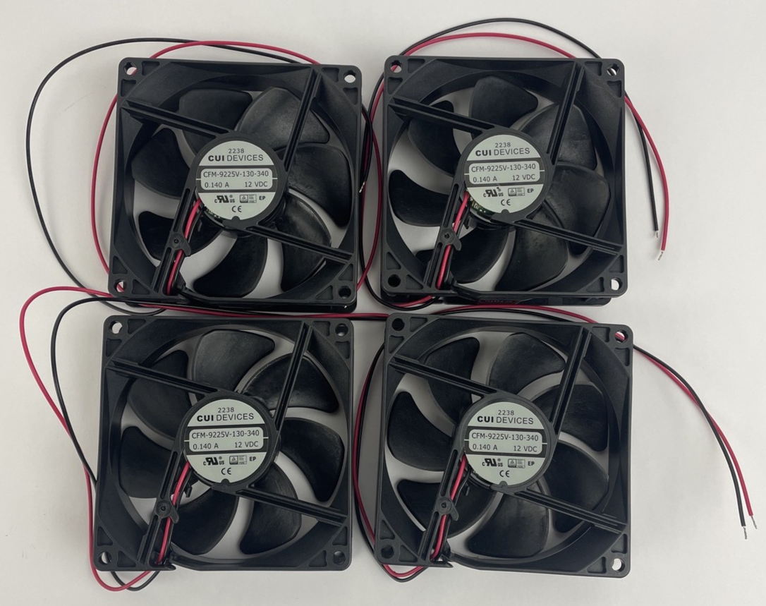 Lot of 4 x  CFM-9225V- 130-340 CUI 12VDC 0.140A Brushless Fan (s) 3.6" x 3.6"