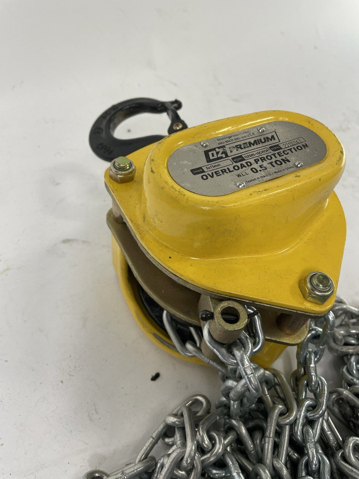 OZ Premium OZ005-10CHOP 1/2 Ton Chain Hoist 10' Lift w/ Overload Protection