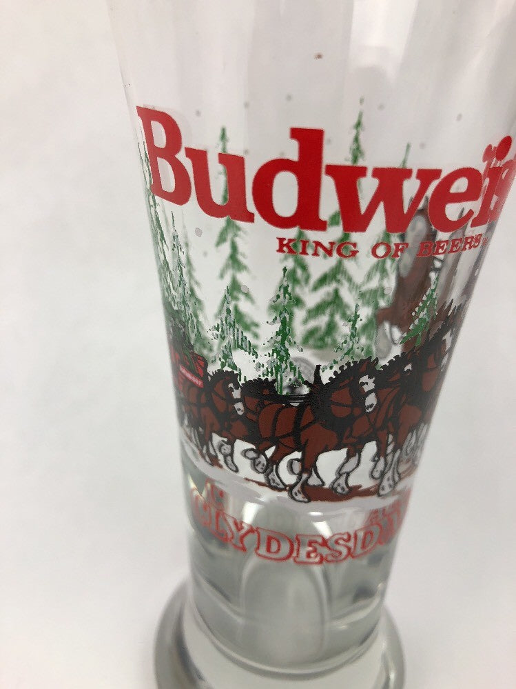 Libbey Budweiser Clydesdales Pilsner Beer Glass 7 1/4" tall Minty clean -FSTSHP