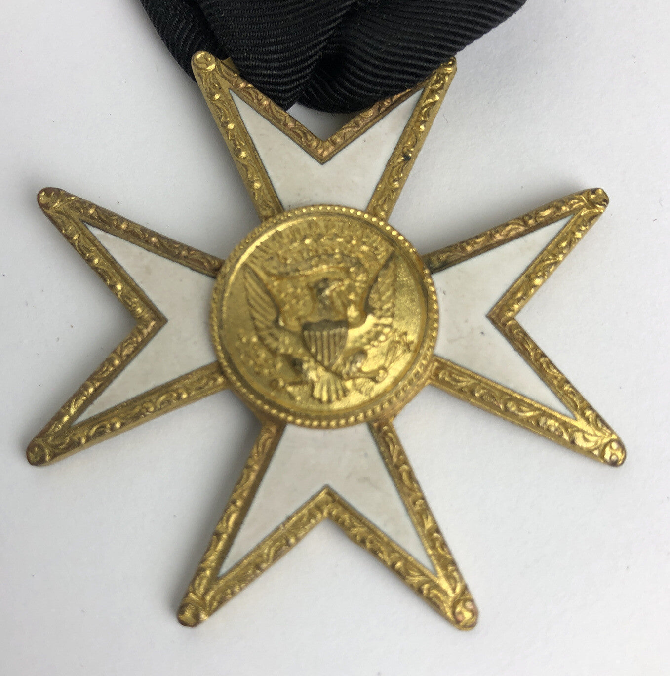 Vintage Ames Medal Masonic Iron Cross Pluribus Unum Riverside No. 28