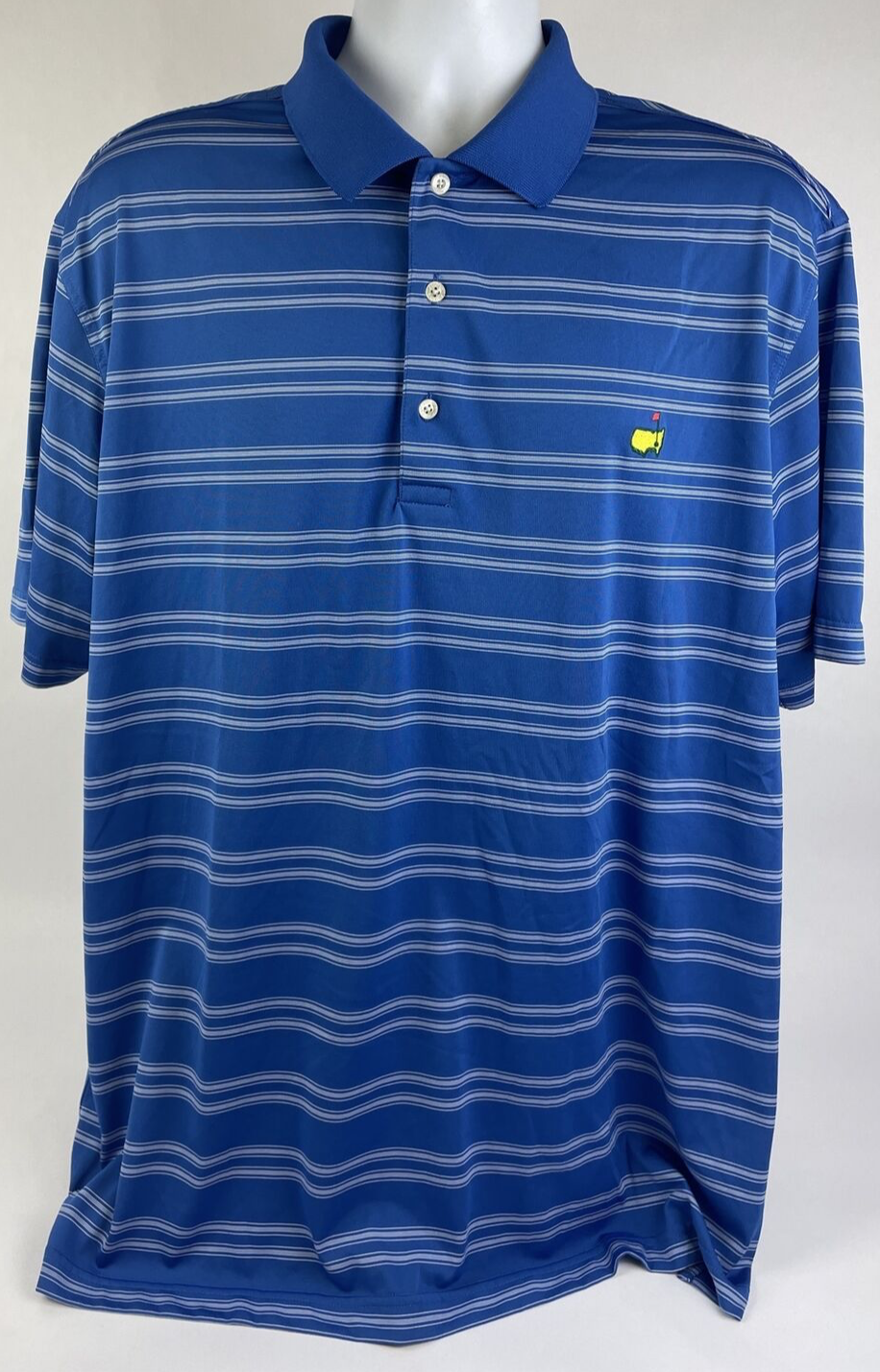 Masters Polo Shirt Men's Extra Large Pima Blue White Stripe Golf Performance XL