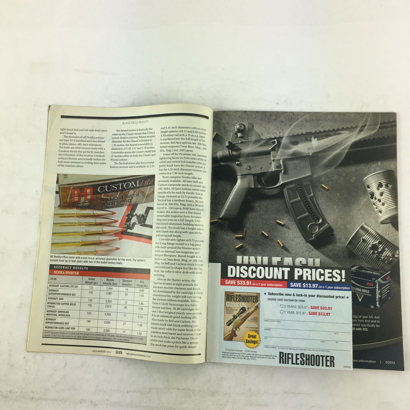 July 2014 Rifle Shooter Magazine Sporter Nesika's Famous Action .223 .308 .338
