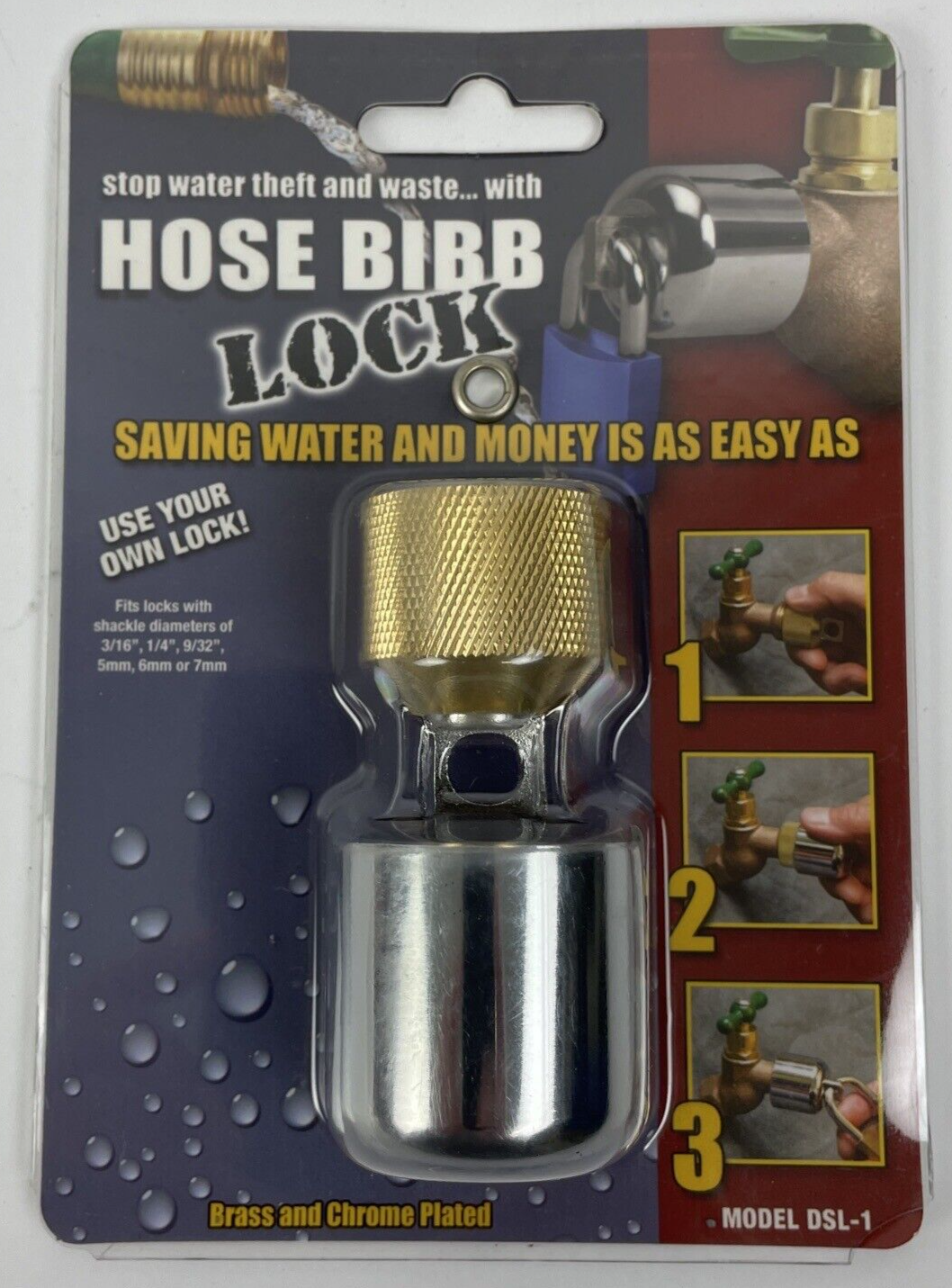 Conservco Brass And Chrome Plated Hose Bibb Lock - Pack of 1 - Look