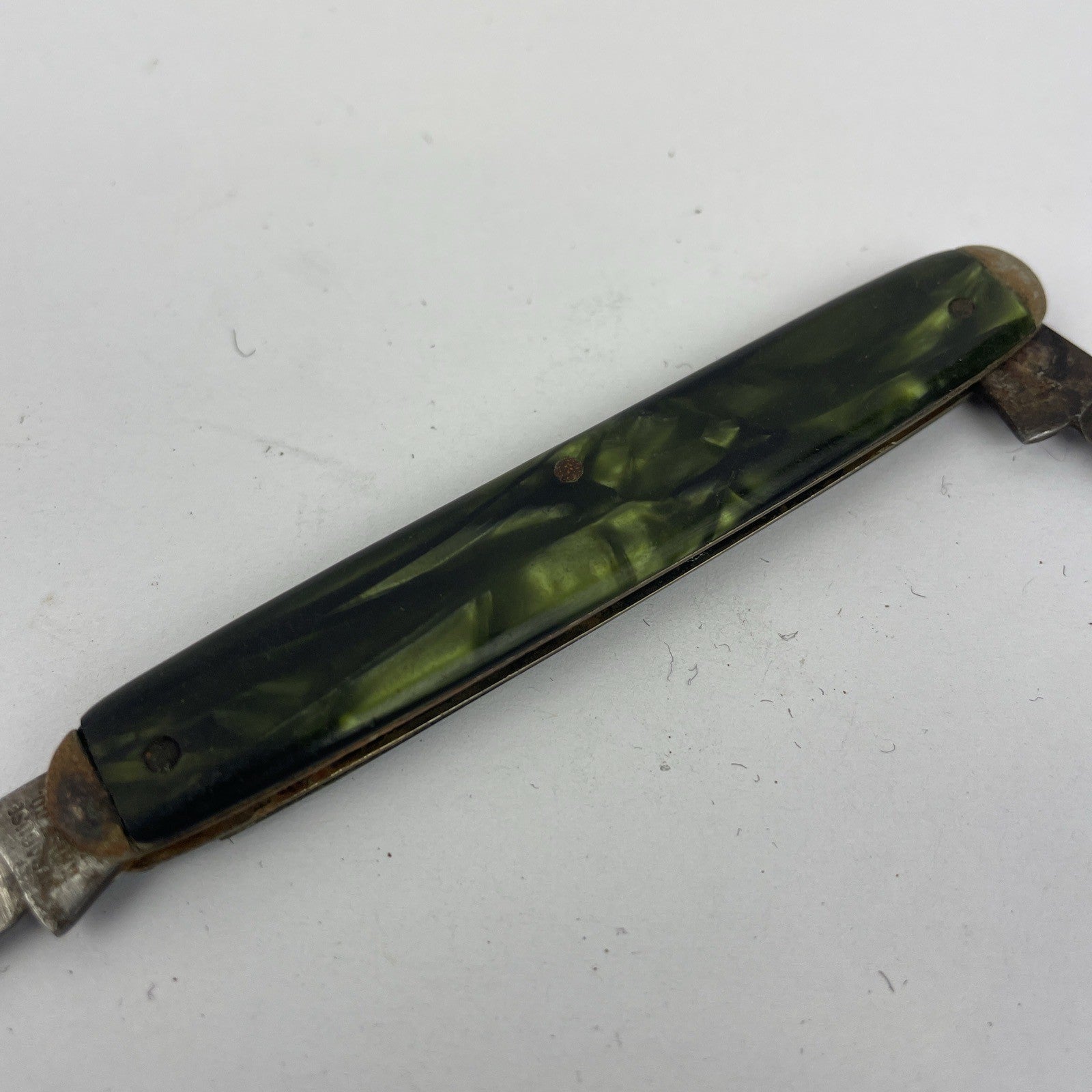 Vtg Knife Syracuse Knife Co 2 Blade Tiger Pocket Foldout Knife USA GREEN