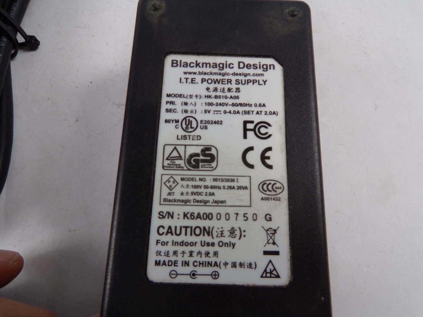 Genuine Black Magic Model HK-B510-A05 Output 5 V  4 A Power Supply Adapter A83