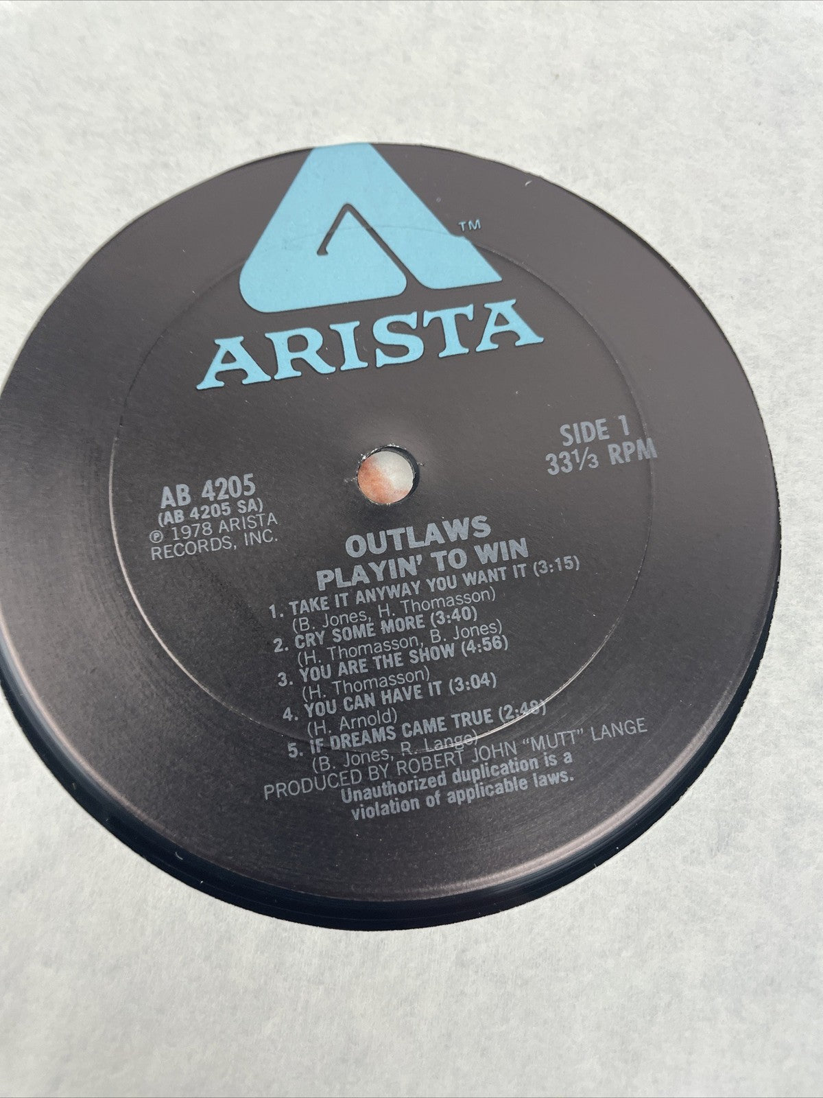 OUTLAWS " PLAYIN TO WIN " ARISTA 1978 HUB SERVALL PRESSING  - VGC