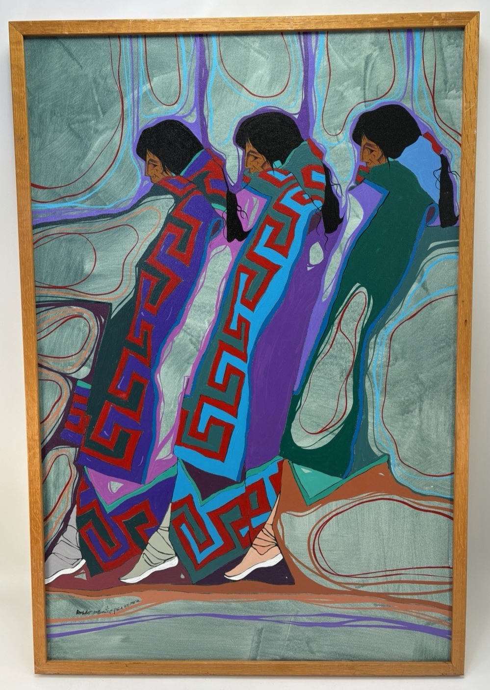 Amado Peña Jr. Original Acrylic on Canvas Mestizo Series Signed 1996 Large 46x31