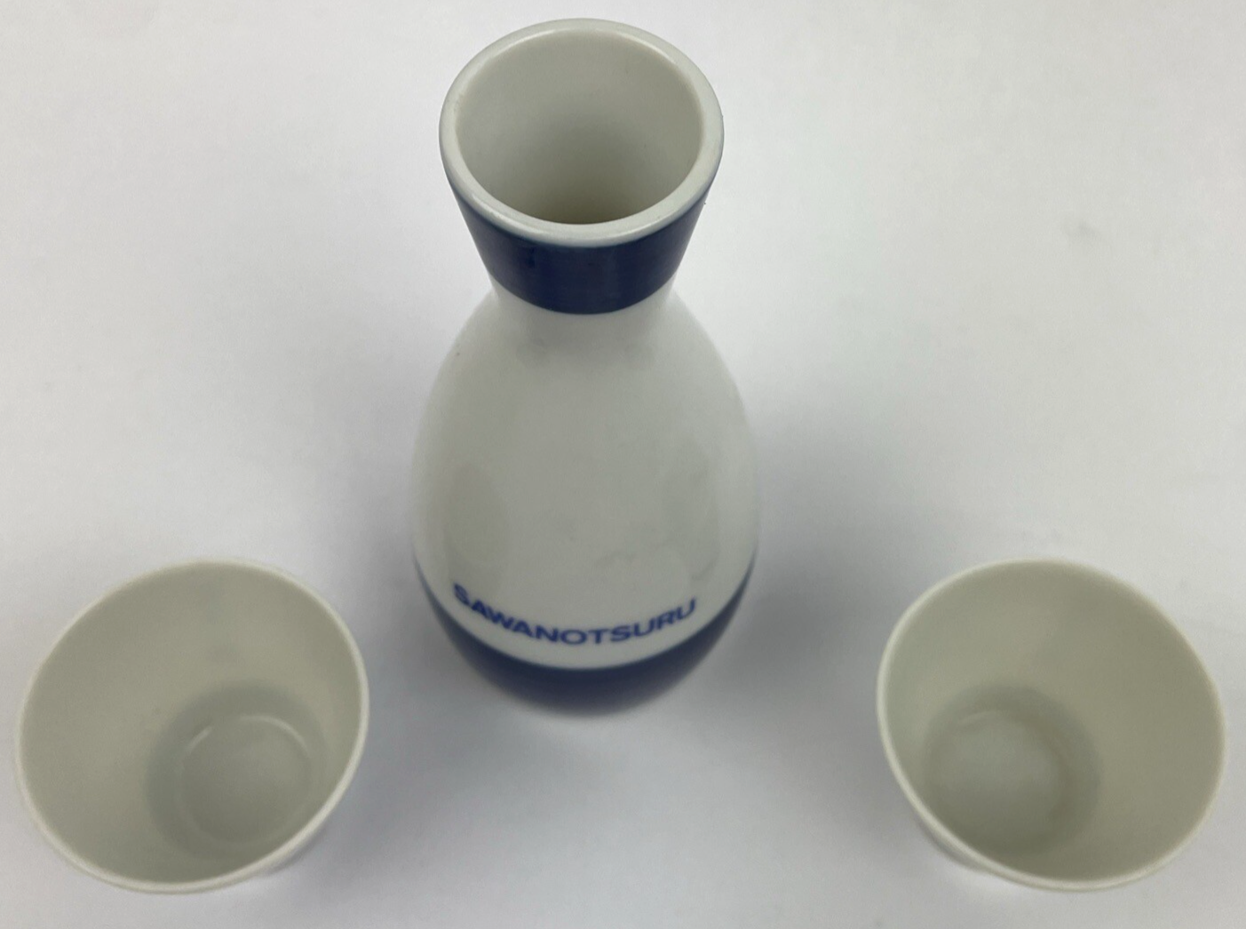 Vintage SAWANOTSURU Sake Set w Takkuri and 2 Glasses - Made in Japan