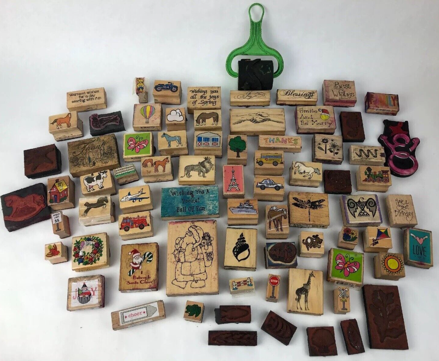 Lot of 75 x Pieces Rubber Stamp Lot Assorted Farm Animals Christmas Quotes Fish