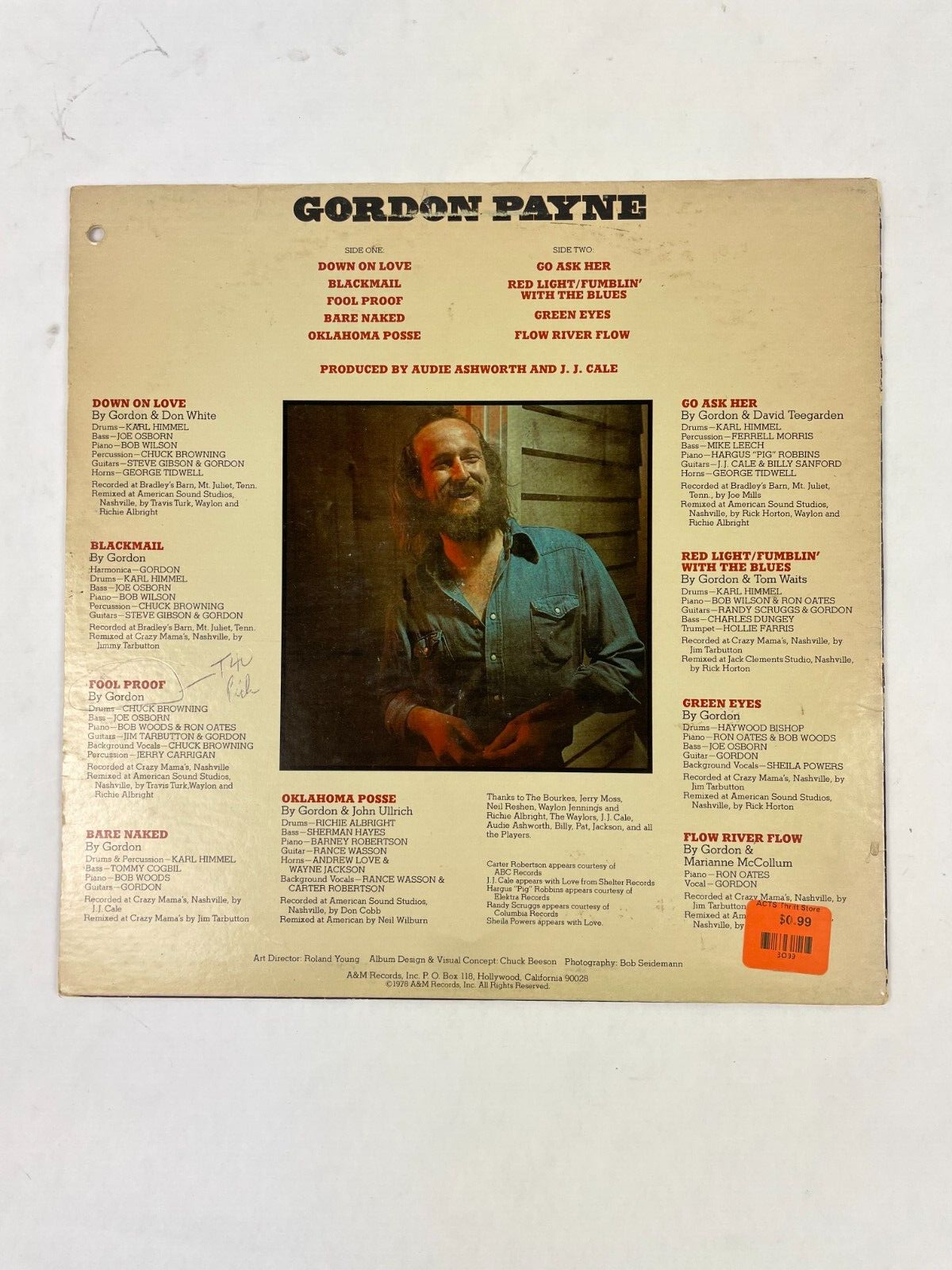 Gordon Payne Down On Love Blackmail Fool Proof Bare Naked Oklahoma Vinyl Record