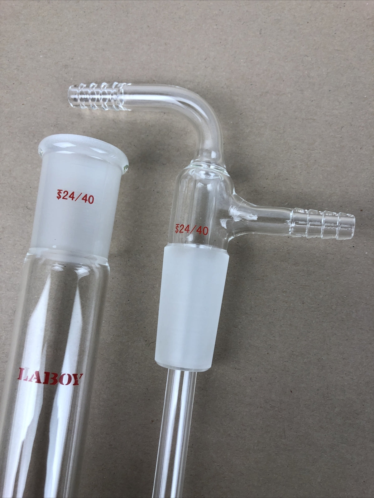 NEW Laboy Glass Inlet Adapter with 24/40 Inner Glass Joint with Beaker * LOOK *
