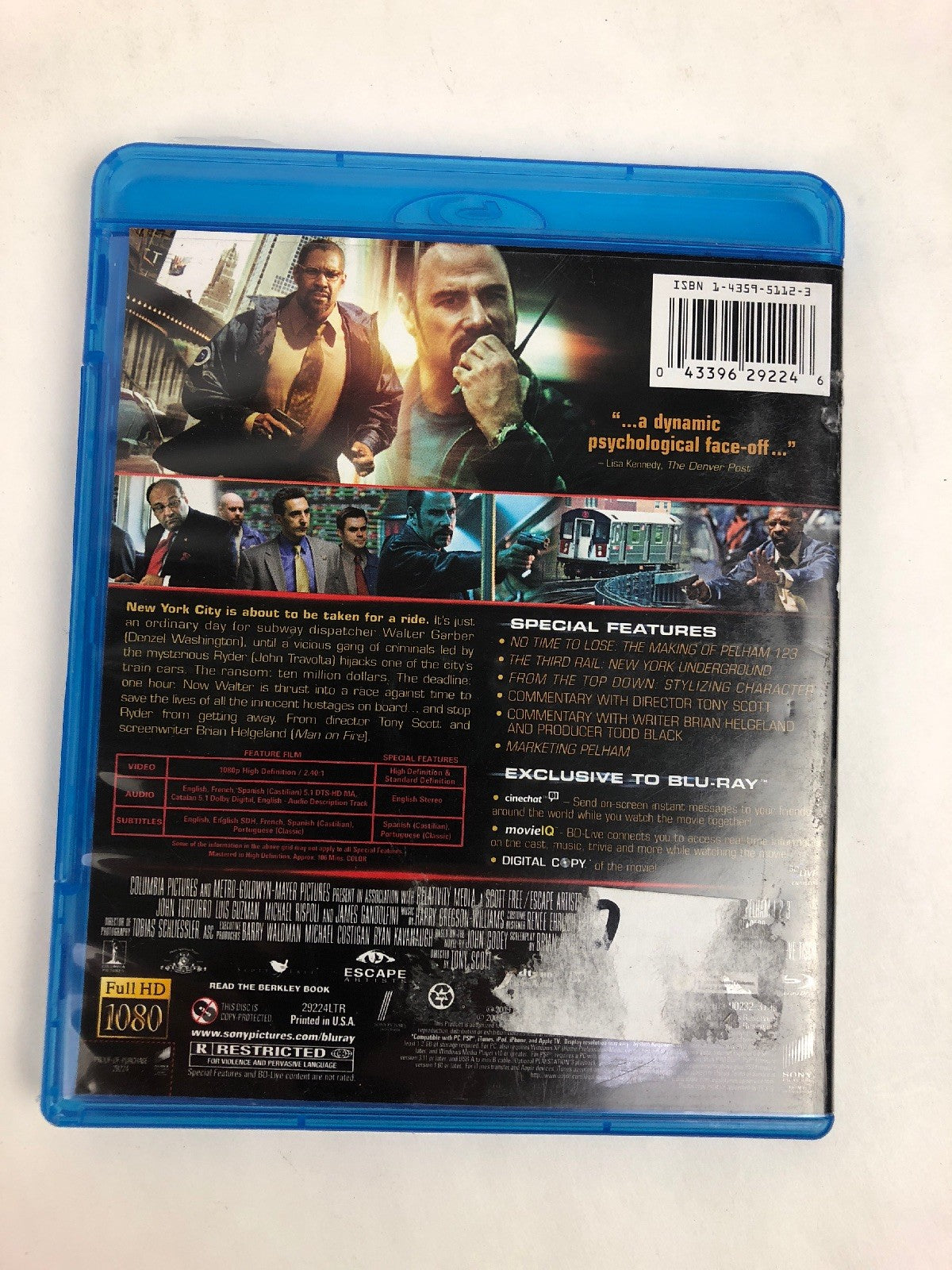 The Taking of Pelham 123 (Blu-ray) John Travolta Denzel Washington FSTSHP