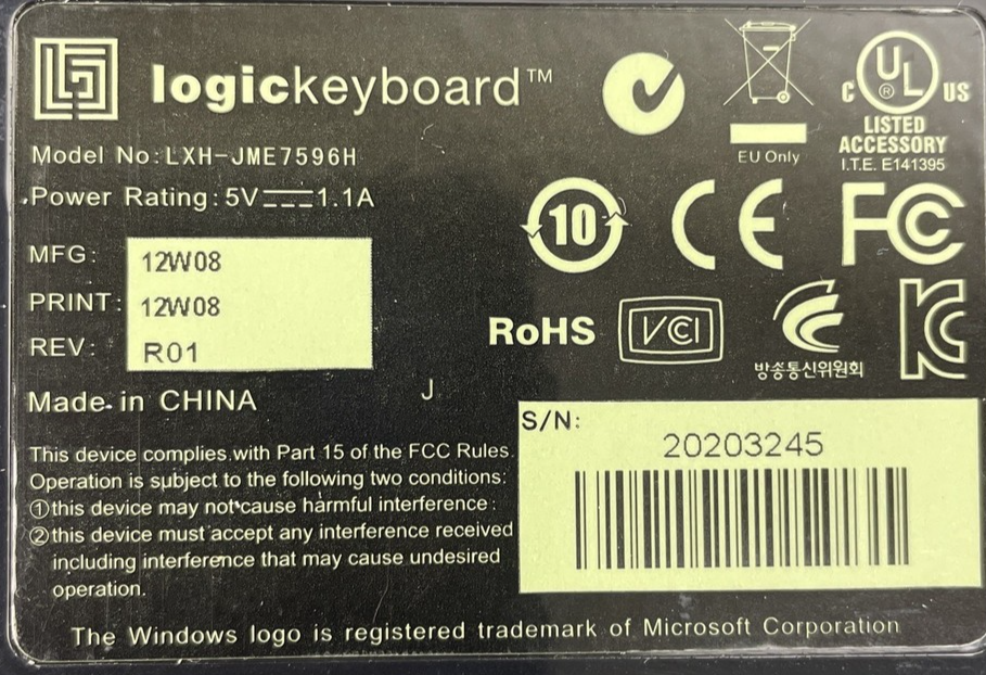 LogicKeyboard LXH-JME7596H Avid Media Composer Keyboard