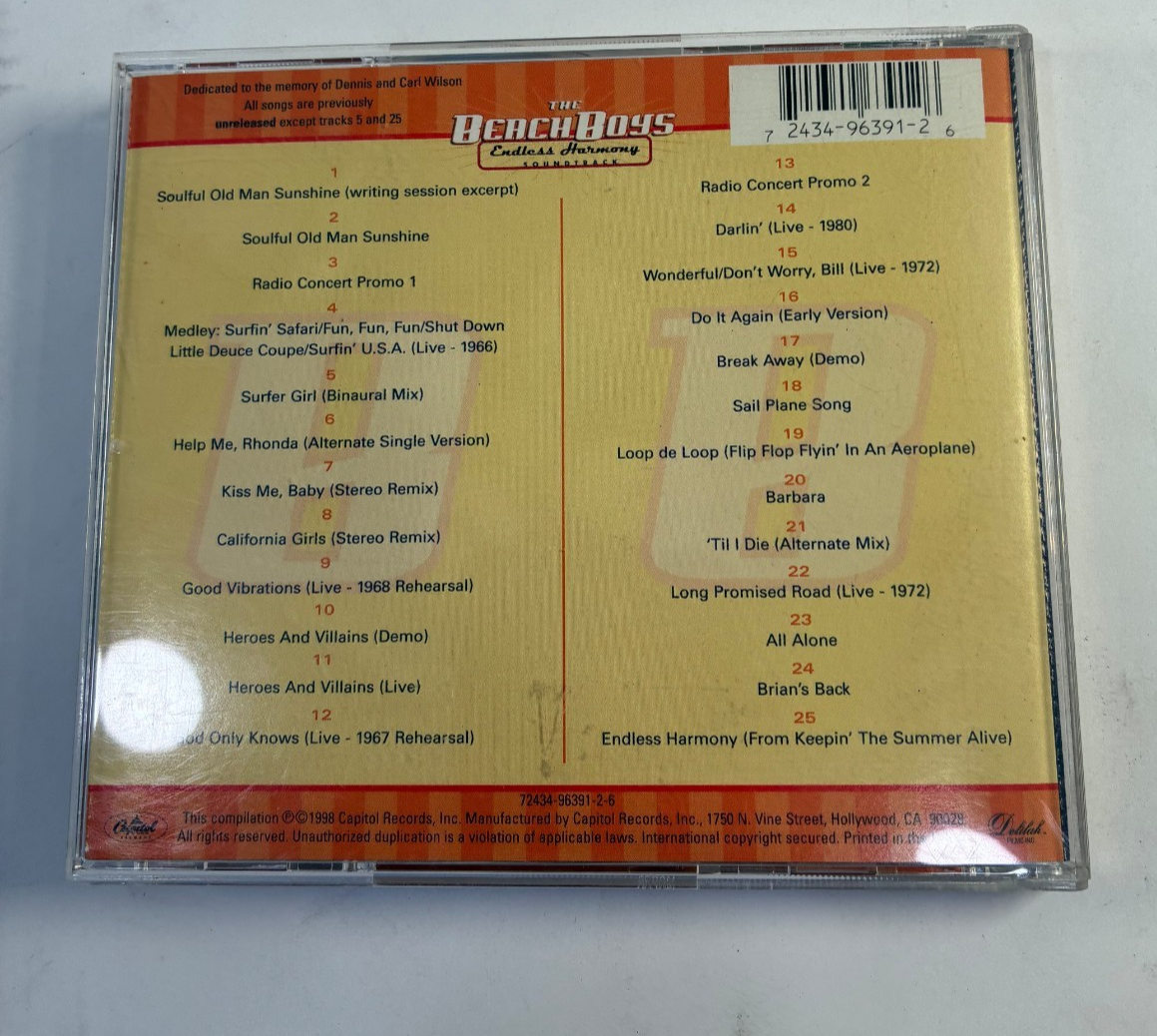 Endless Harmony Soundtrack The Beach Boys Capitol Records CD 1998