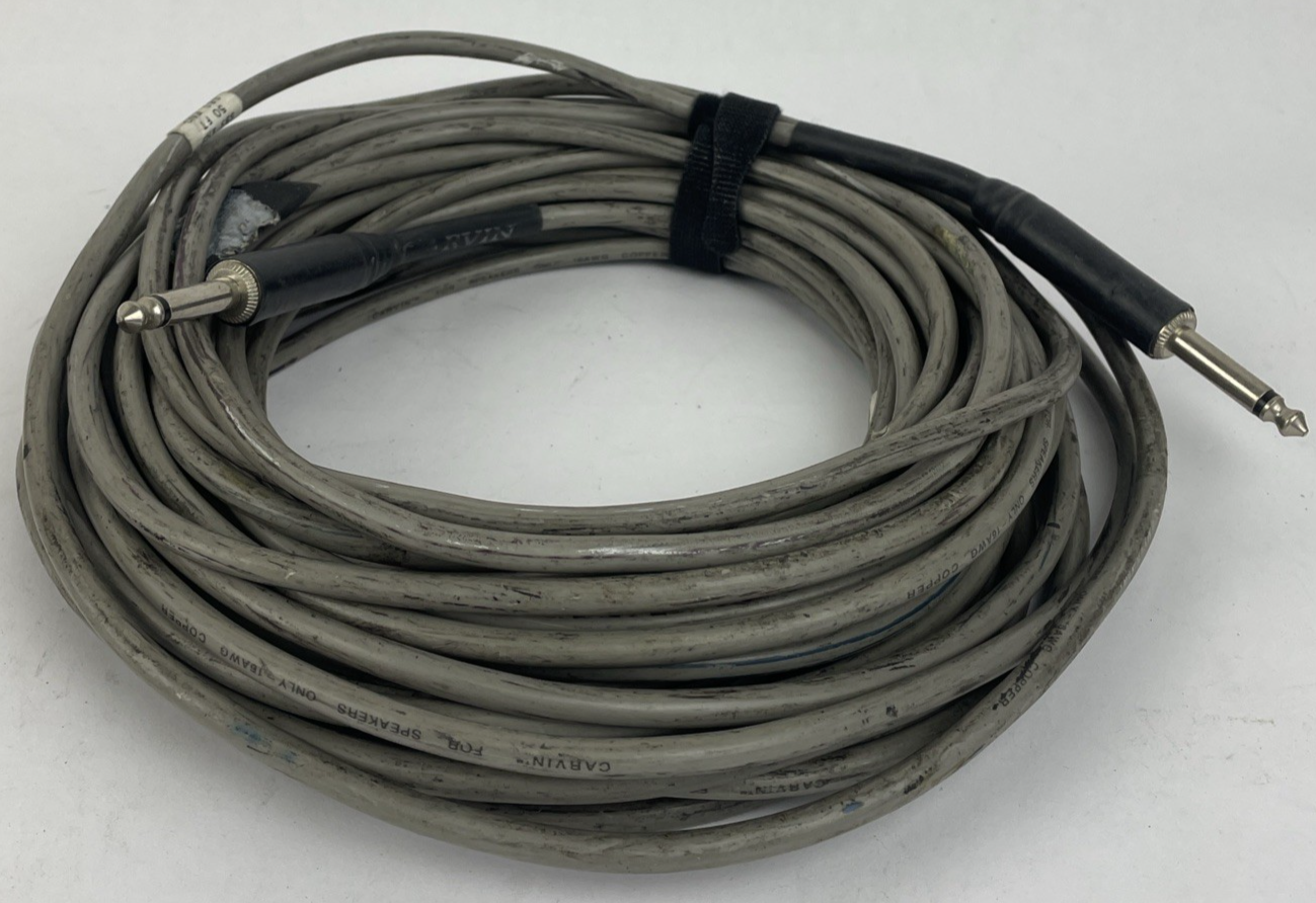 1/4" Mono Jack Male to 1/4" Mono Jack Male Insulated Mic Audio Cable 50' Long