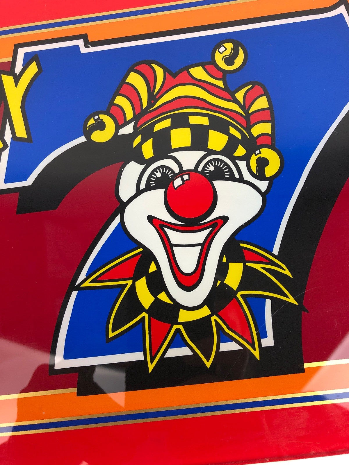 Vintage JOKER SEVEN Casino Painted Glass Slot Machine Insert Vegas Man Cave