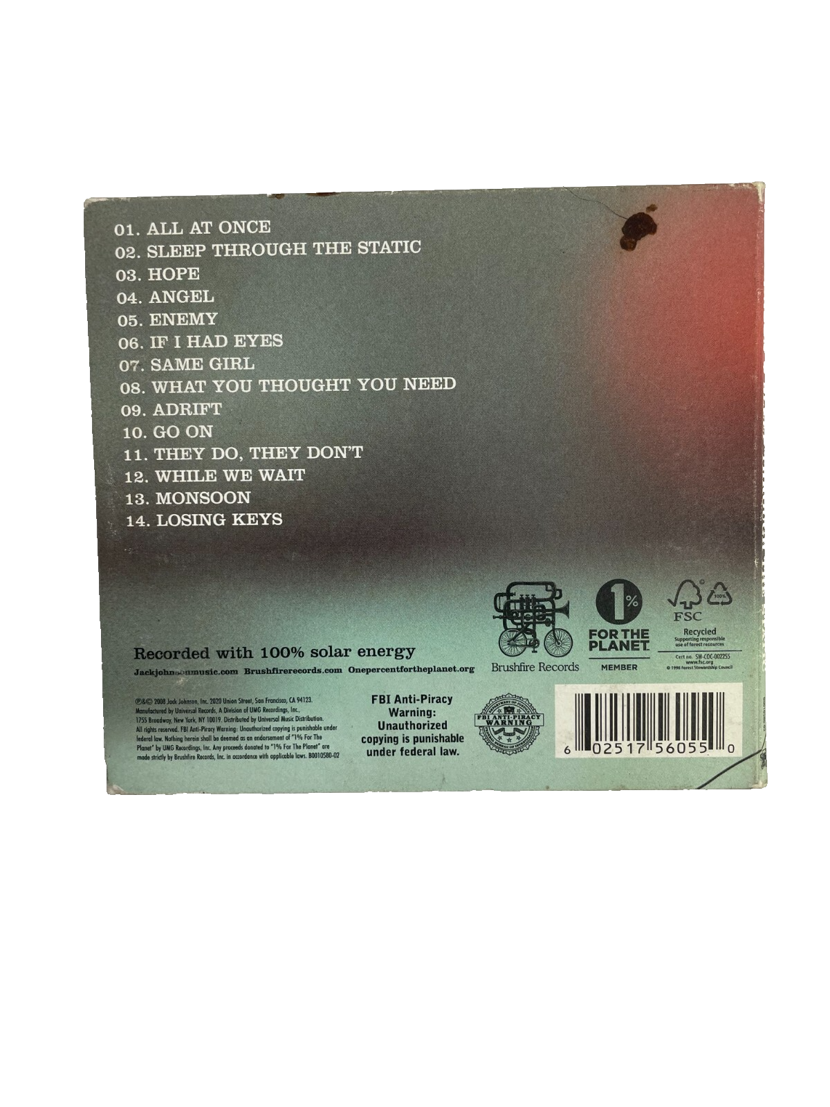 Jack Johnson Sleep Through The Static All At Once Sleep Through The Static CD#37