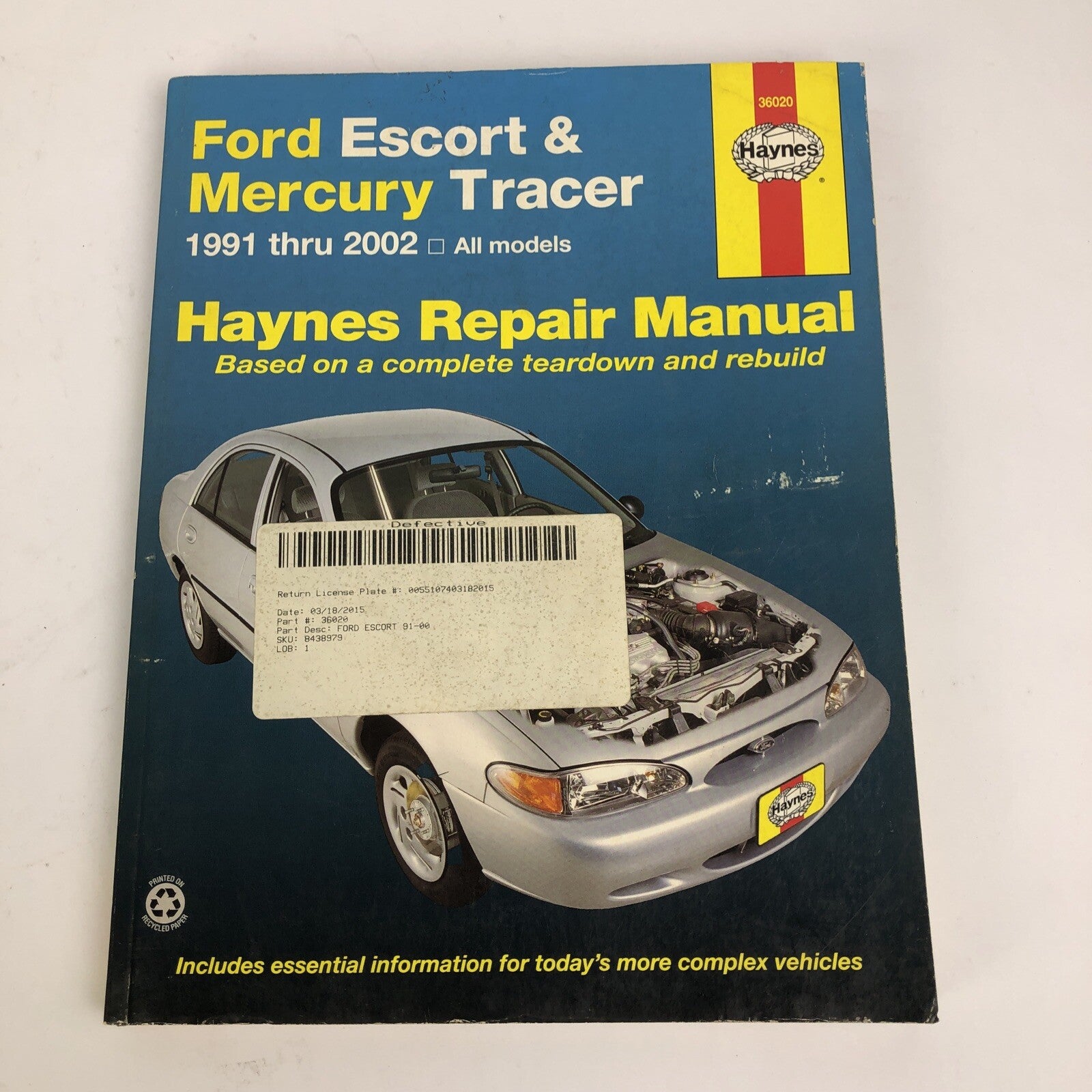 Haynes Repair Manual 36020 Ford Escort, Mercury Tracer 1991-2002