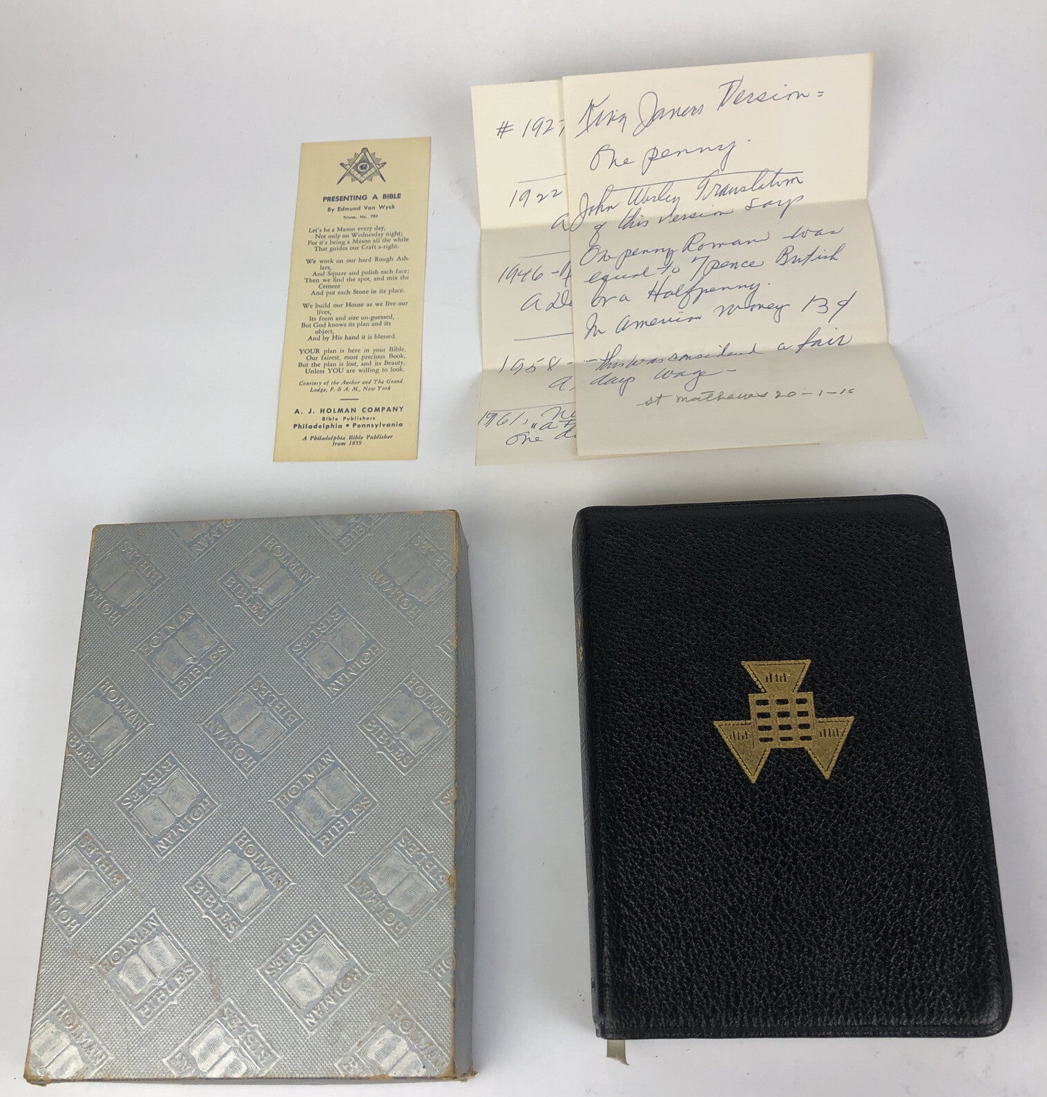 Vintage Masonic Freemason Holy Bible Reference Dictionary Index Holman 1966 LOOK