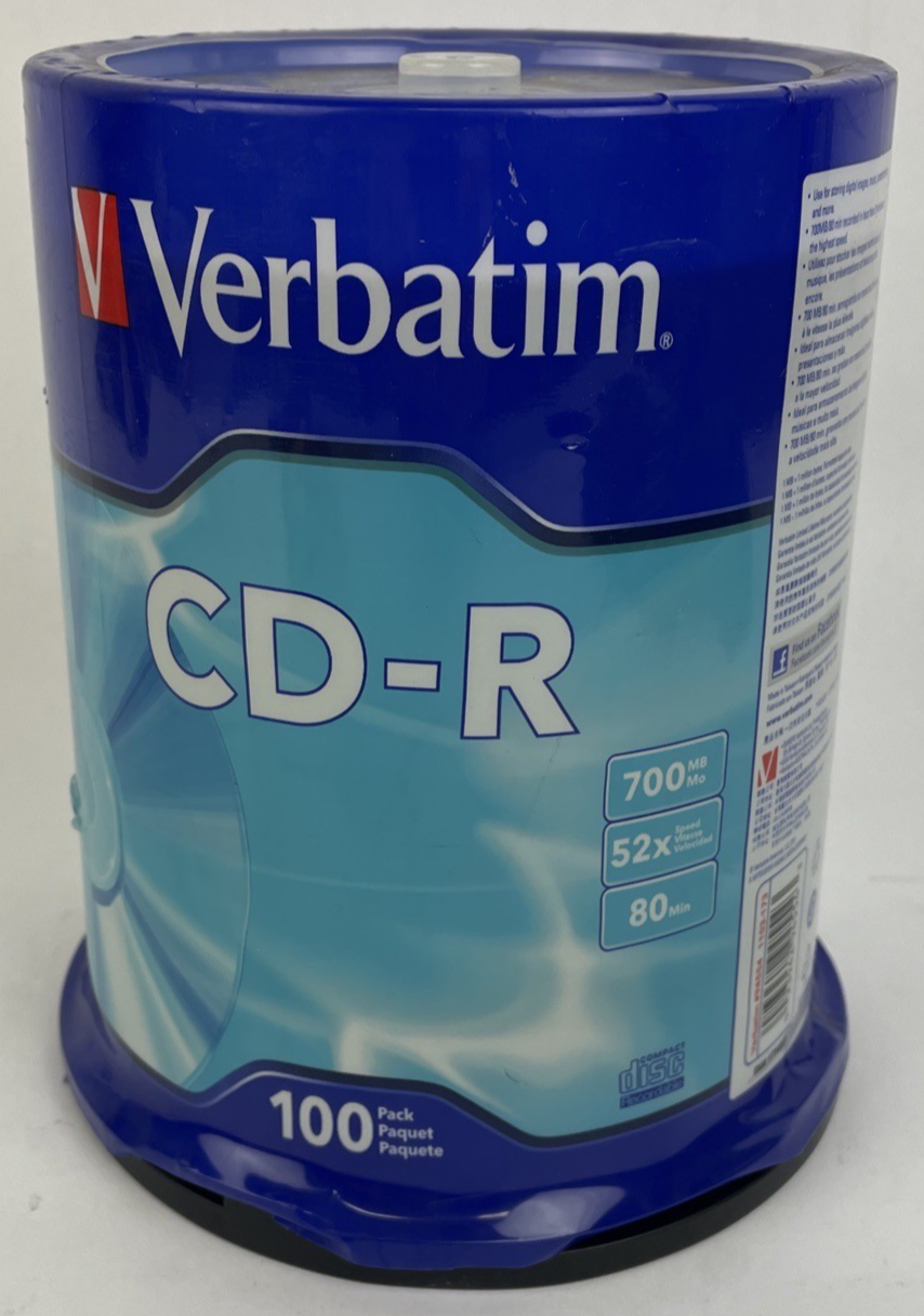 NOS OEM Verbatim 94554 52x CD-R CD R 700MB Capacity Gray 100/Pack