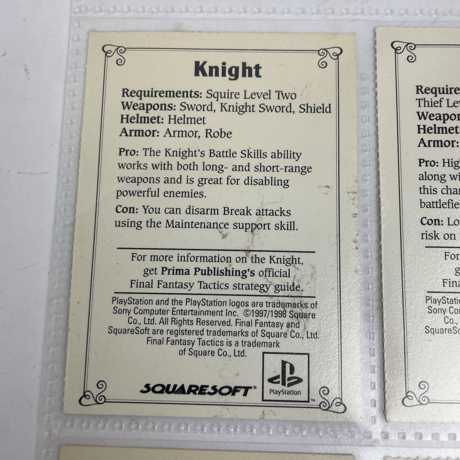 6 x Final Fantasy Tactics Playstation 1 EB Games Squaresoft Promo Trading Cards