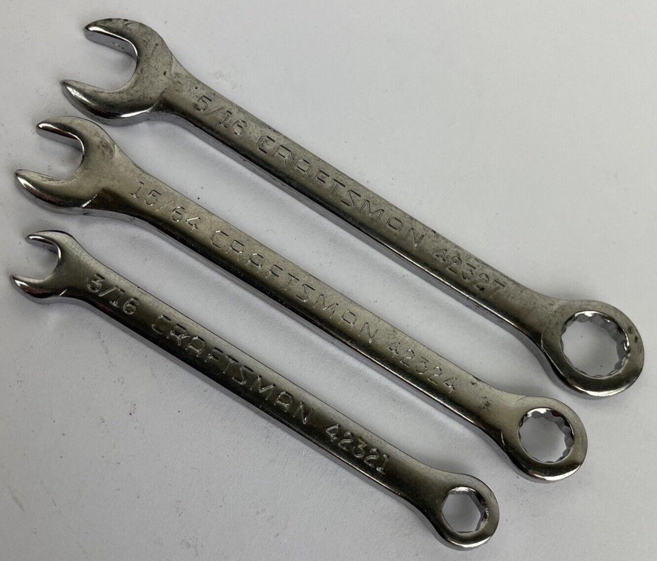 3 x Craftsman 3/16" 15/64" 5/16" Combination 6 Pt Ignition Midget Wrench Lot
