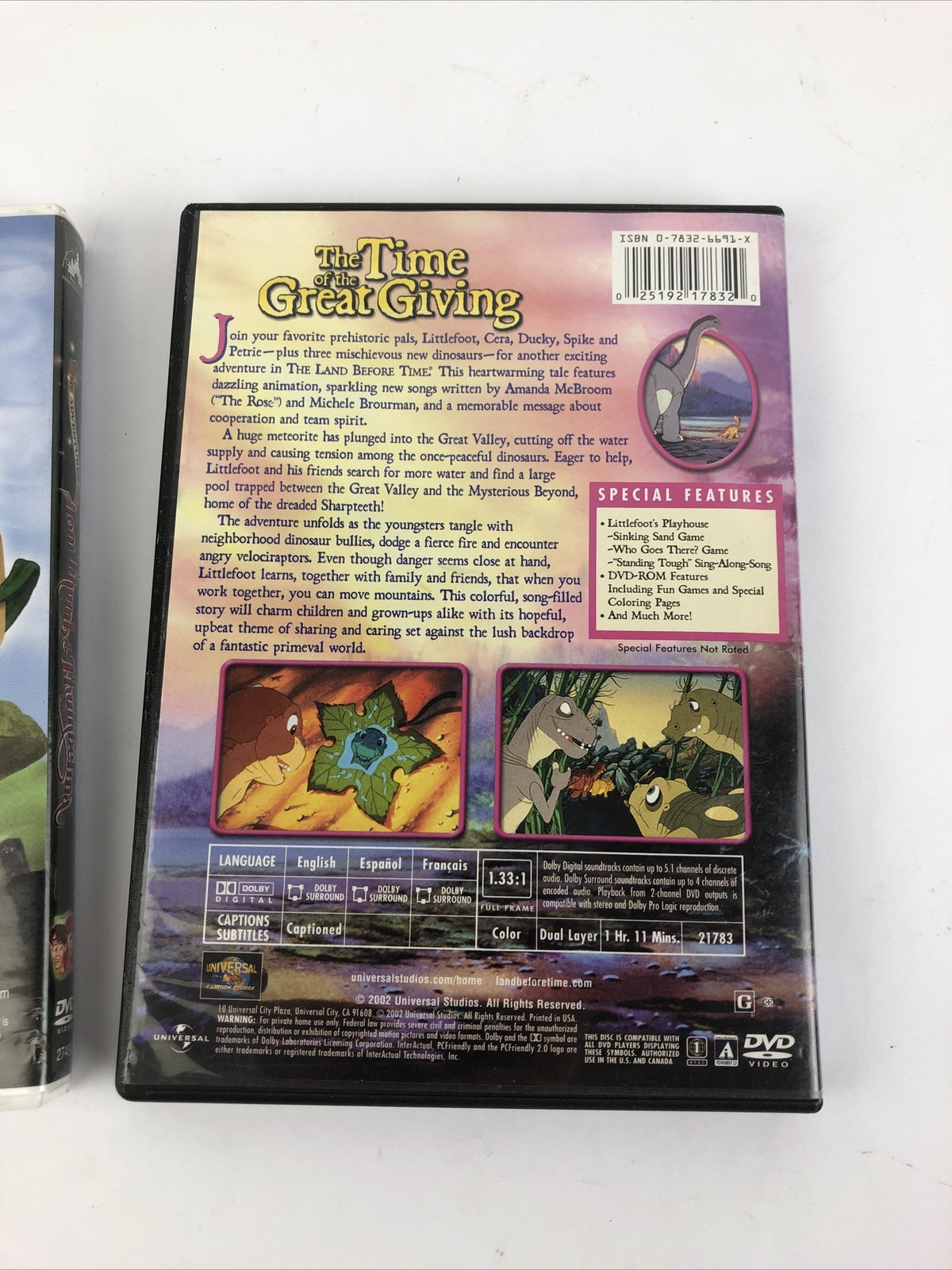 The Adventures of Tom Thumb Thumbelina + THE LAND BEFORE TIME (DVD, 2002) 2 DVDs