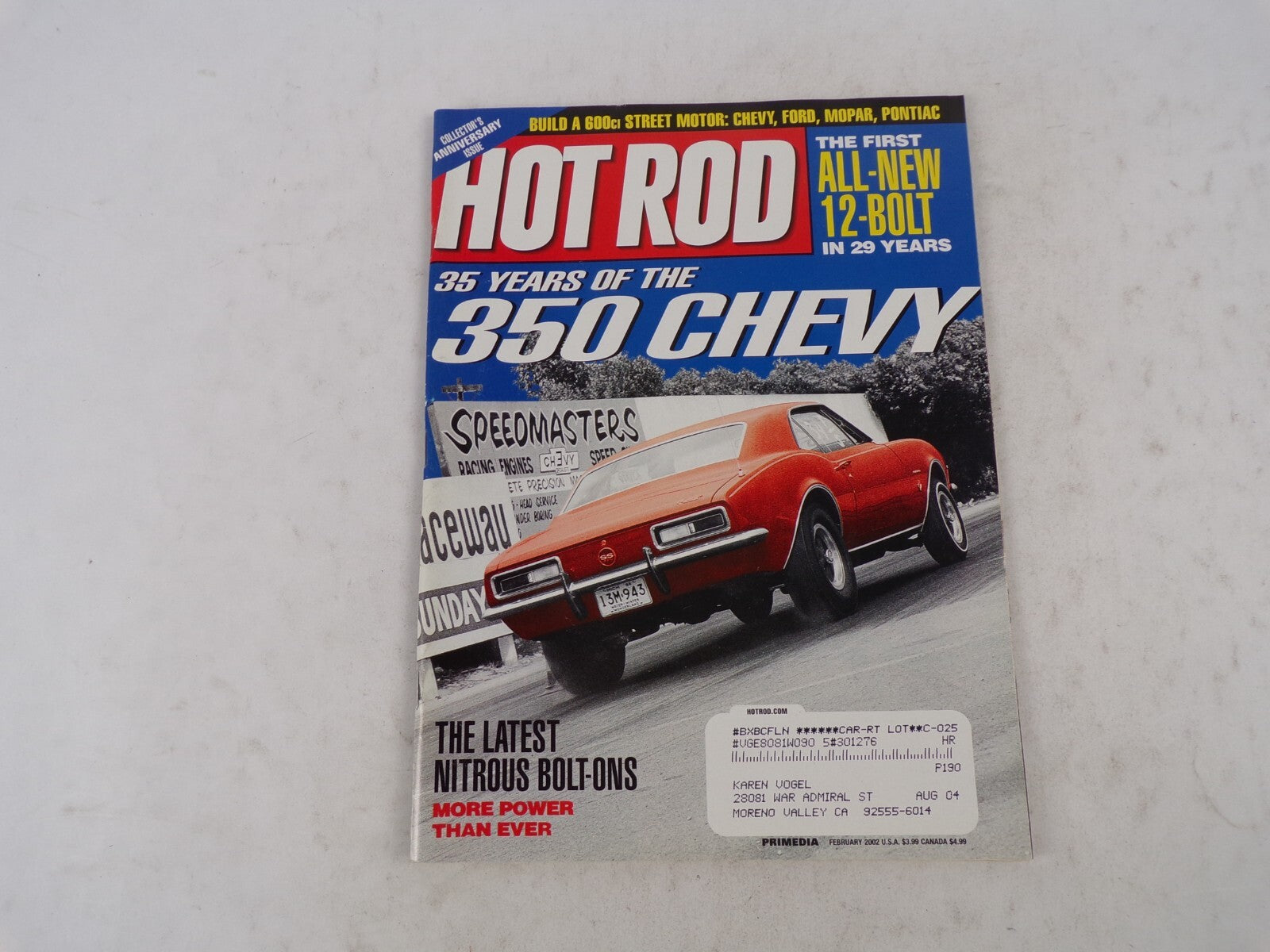 February 2002 Hot Rod 35 Years Of The 350 Chevy Build A 600ci Street Motor:Chev