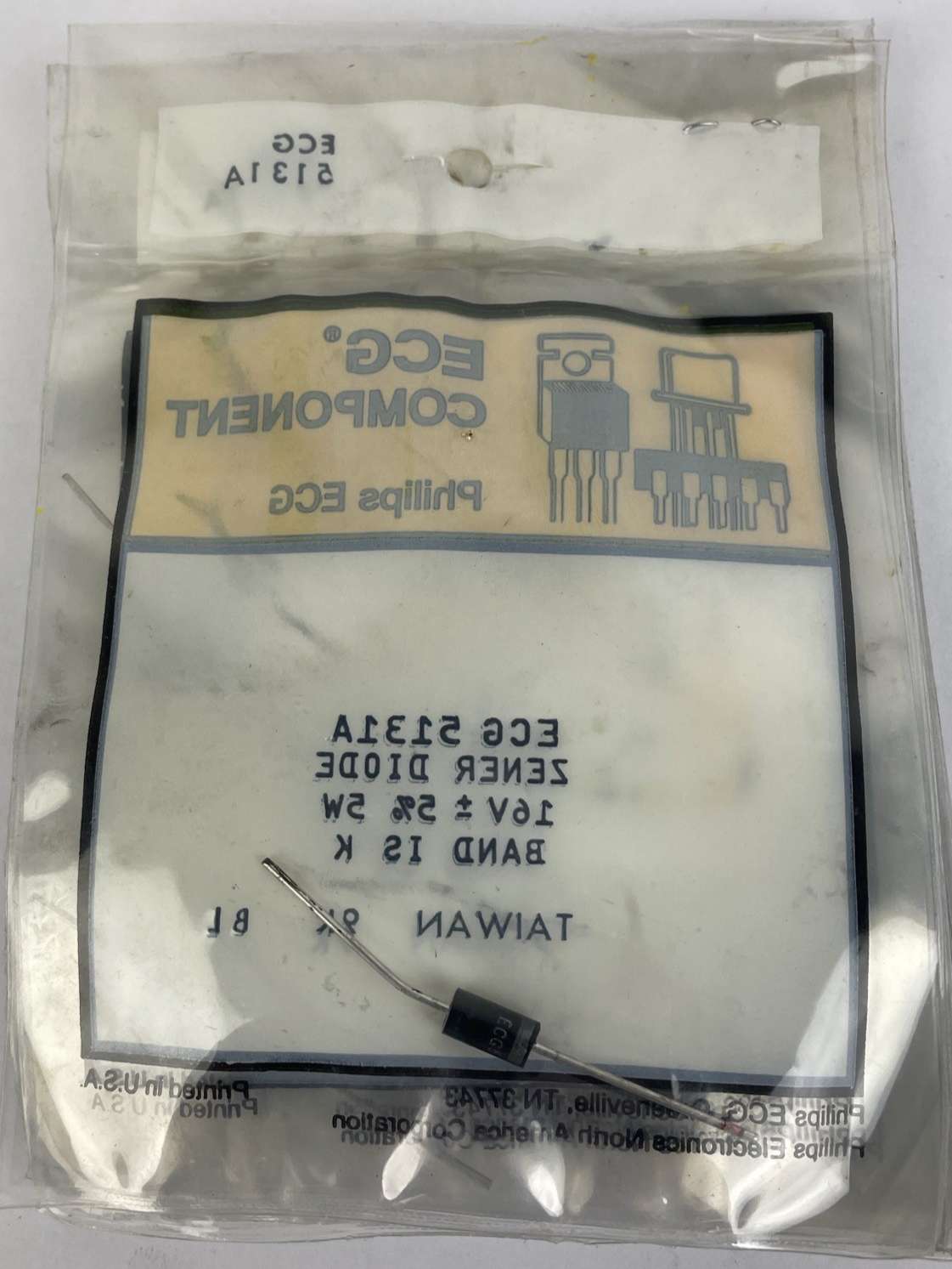 10 x Philips ECG Component 5131A Zener Diode 16V +/-5% 5W K Band - Taiwan