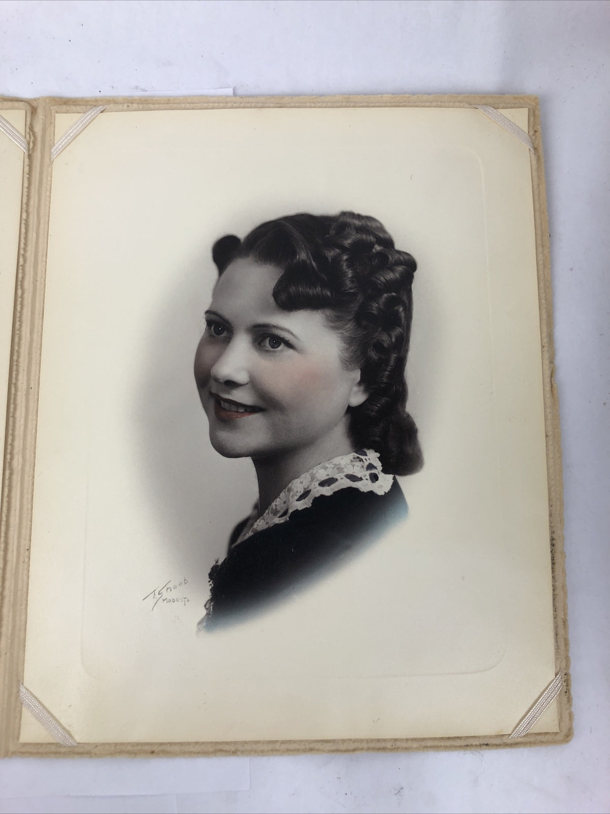 2 x Antique Photograph Beautiful Lady Girl Woman Portrait Large 8"x10"  - Cali
