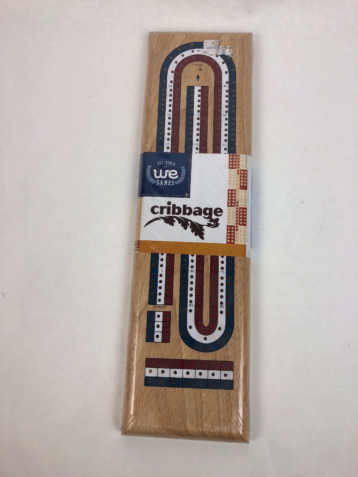 We Games 1977 Cribbage 3 Track Cribbage Board (Red, White, and Blue) Box FSTSHP