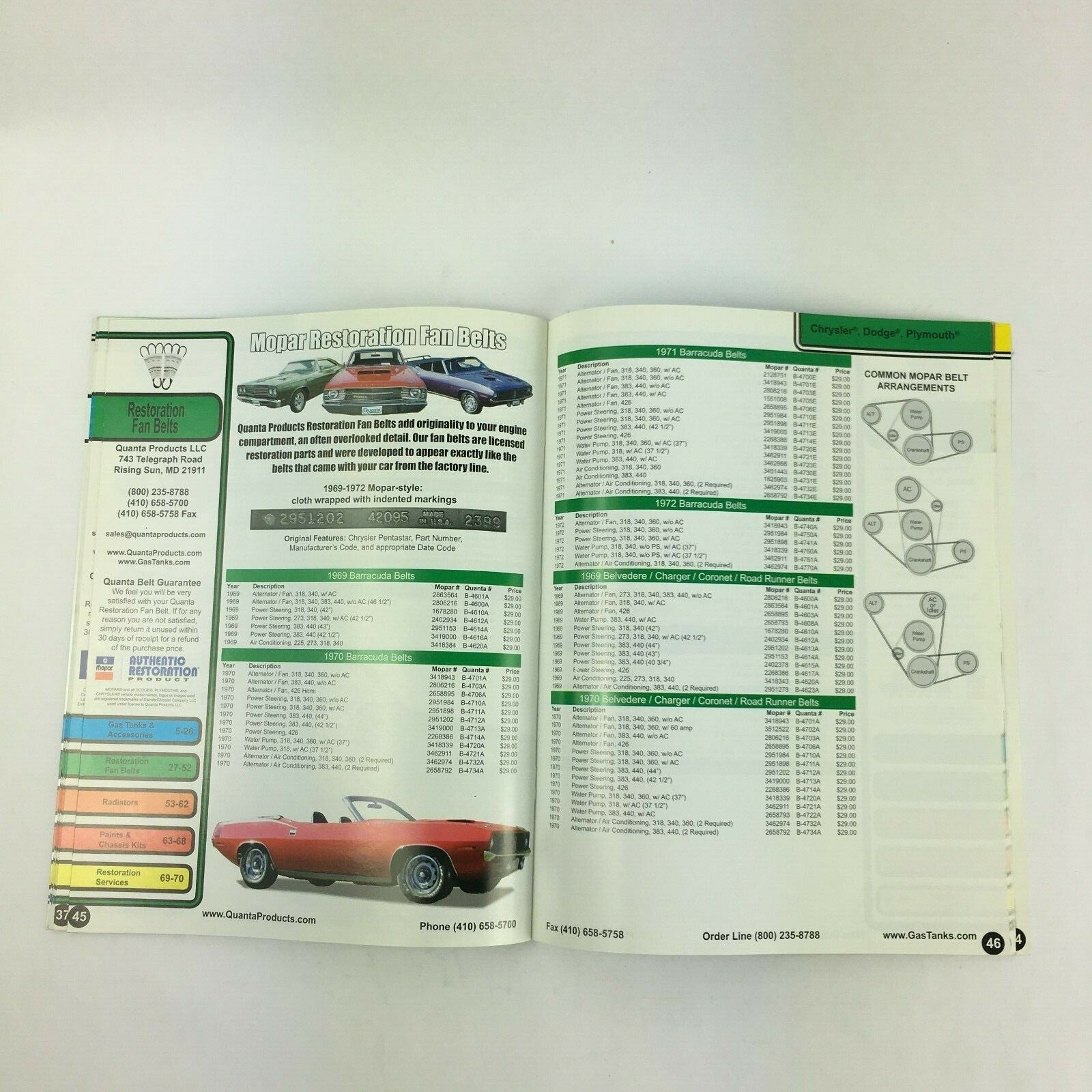 Classic & Muscle Car Catalog Fuel Lines Fan Belts Radiators Paints Gas Tanks