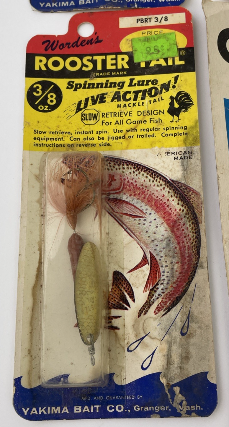 4 x Vintage Discontinued Wordens Yakima SUPER ROOSTER TAIL SPINNER Bait 1/4 oz.
