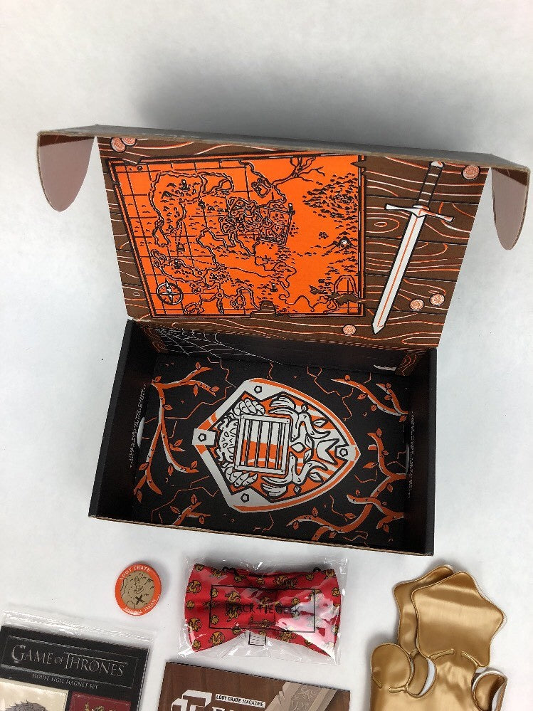 HBO Game of Thrones Loot Crate Bundle Magnets Pin Magazine Crown Bow Tie