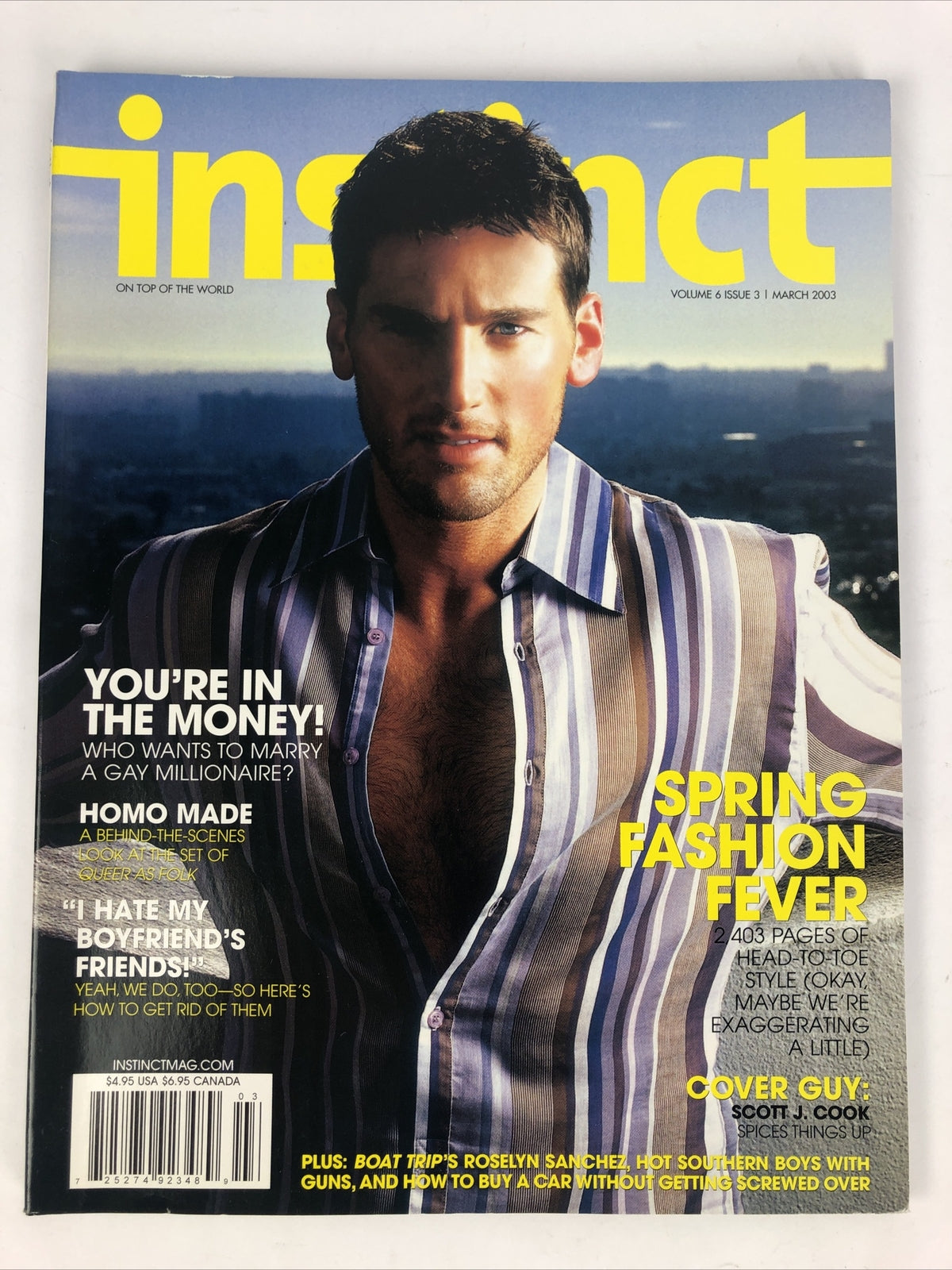 Instinct Magazine March 2003 Spring Fashion Fever Scott J. Cook Cover *VGC*
