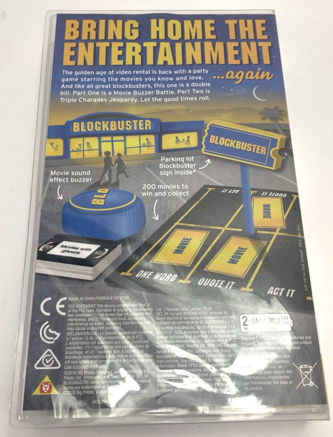 Blockbuster Party Game Movie TV Theme Complete Set Big Potato Batteries Included