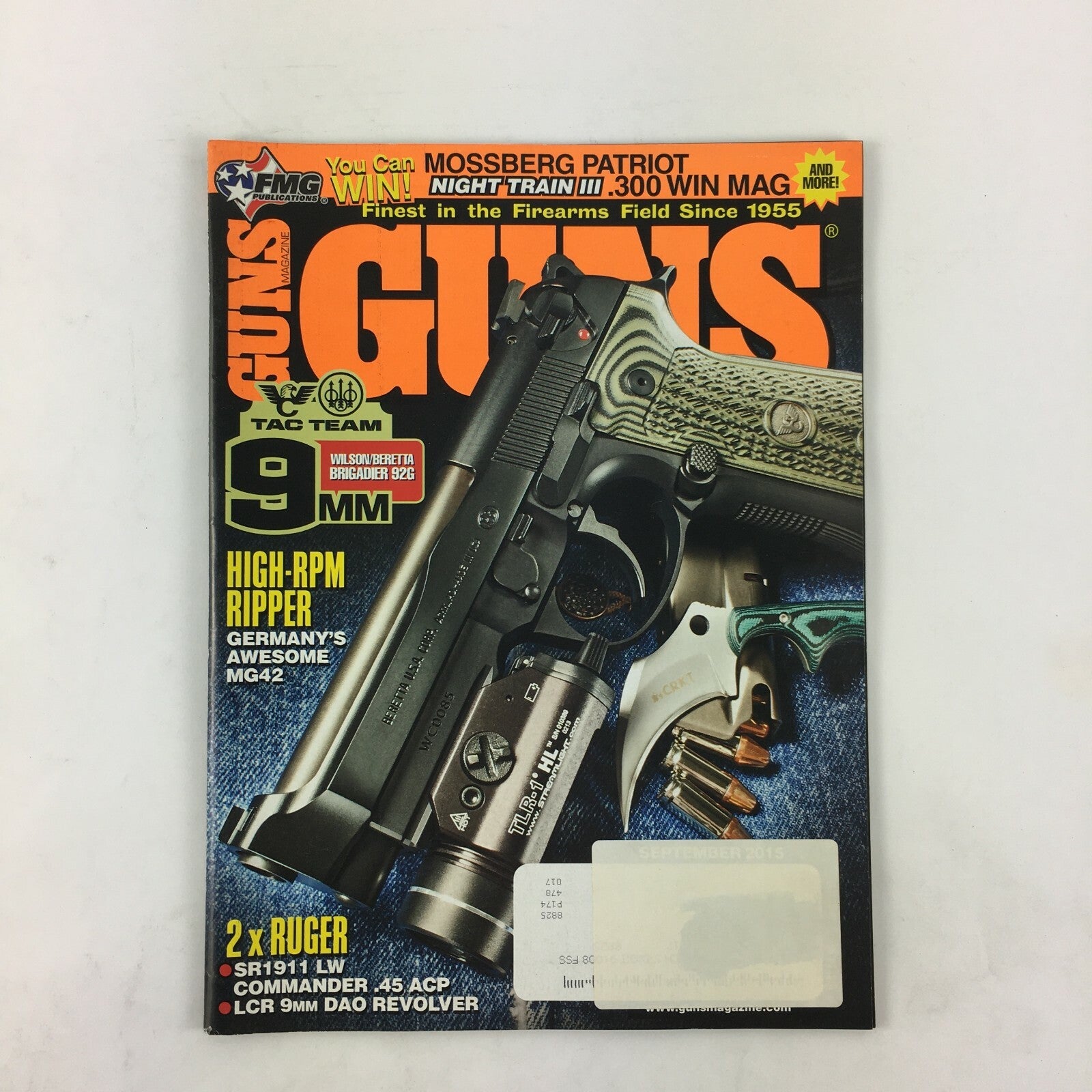 September 2015 Guns Magazine 9mm High RPM Ripper MG42 SR1911 LW .45 ACP 2xRuger