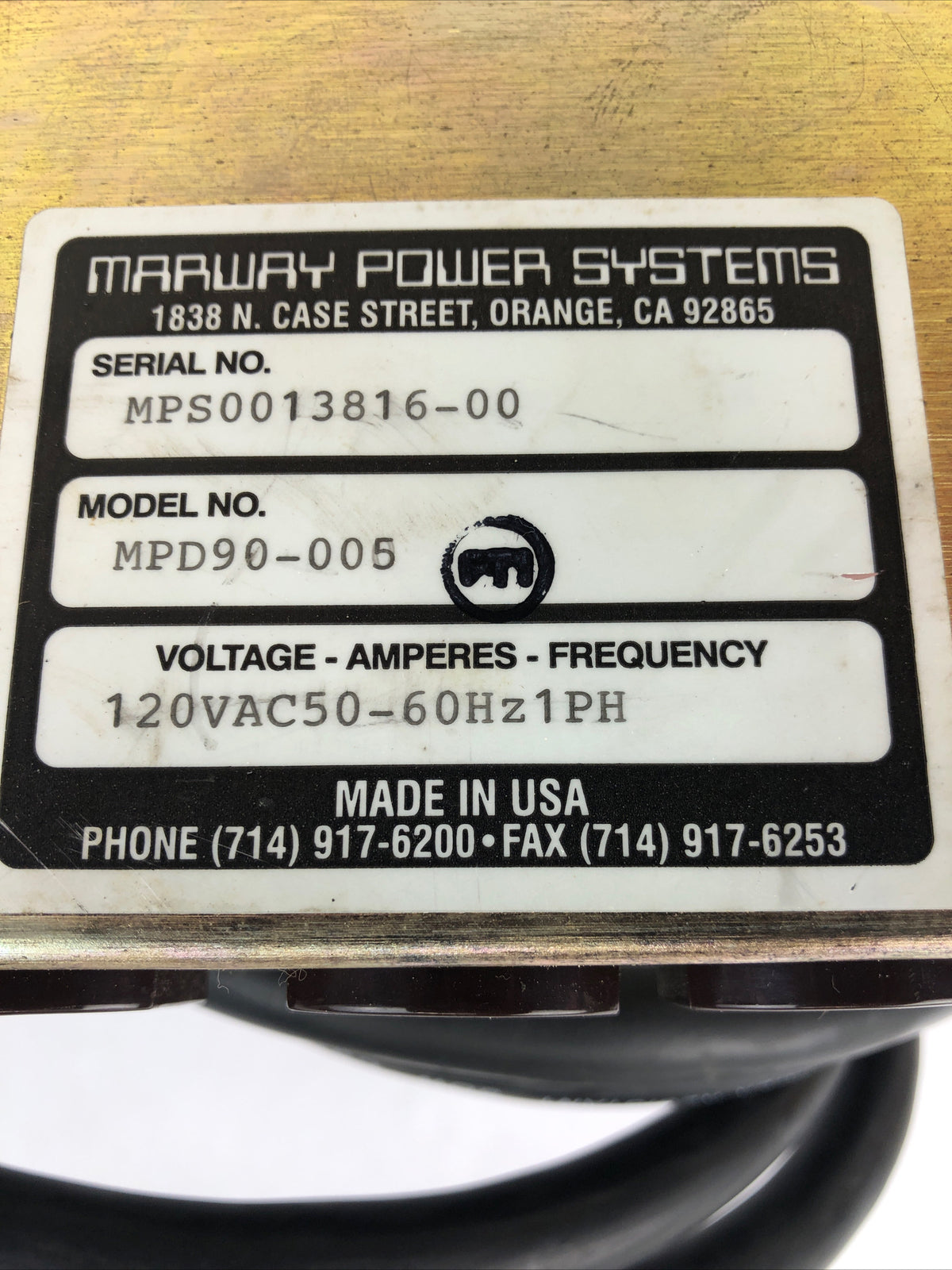 Marway Power Systems California MPD90-005 120 VAC 50 - 60hZ 1 PH - LOOK