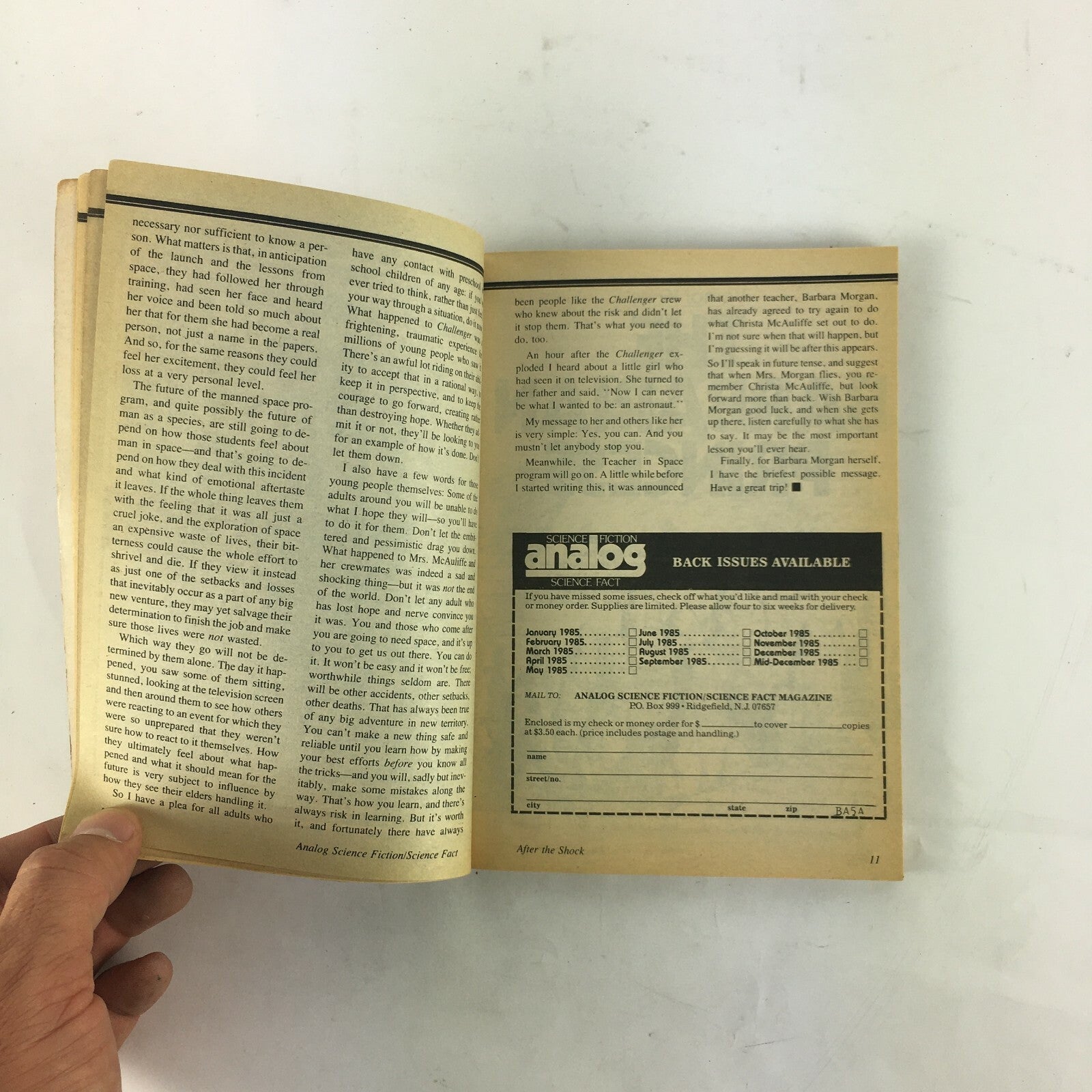 September 1986 Analog Science Fiction Fact Magazine Vernor Vinge Arthur C.Clarke